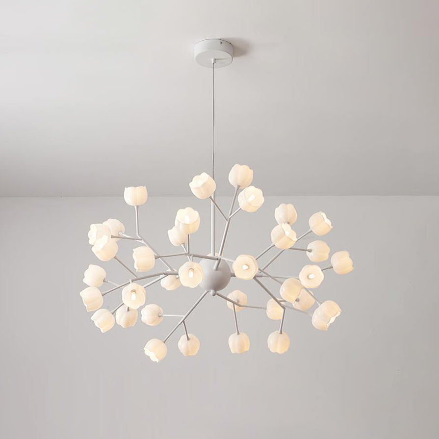 Elora Chandelier Élégant Fleurs Blanches - Neutralighting