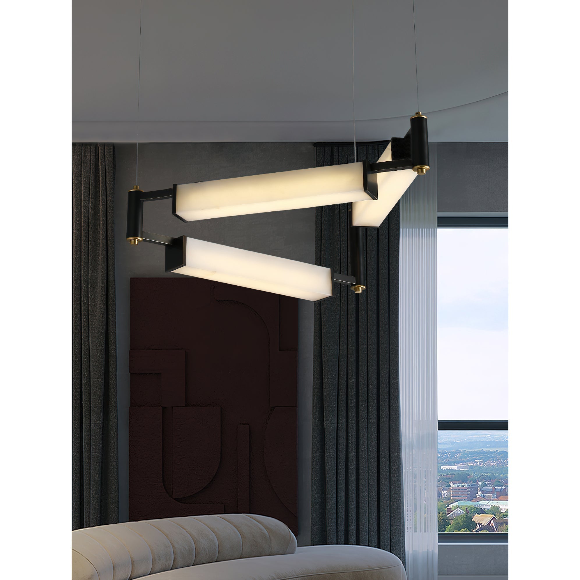 Arsorara Modern Minimalist Brass Alabaster Chandelier - Lamp Copper