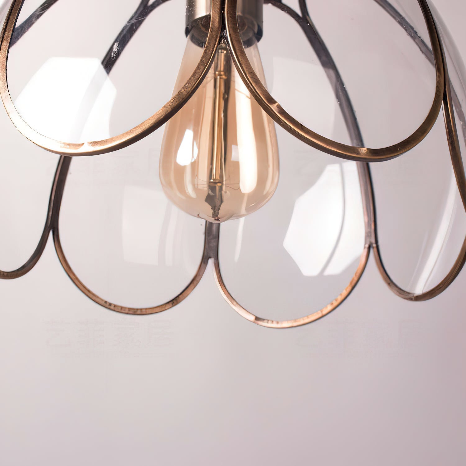 Eraeora Vintage Retro Metal Glass Pendant Lamp - Lamp Copper