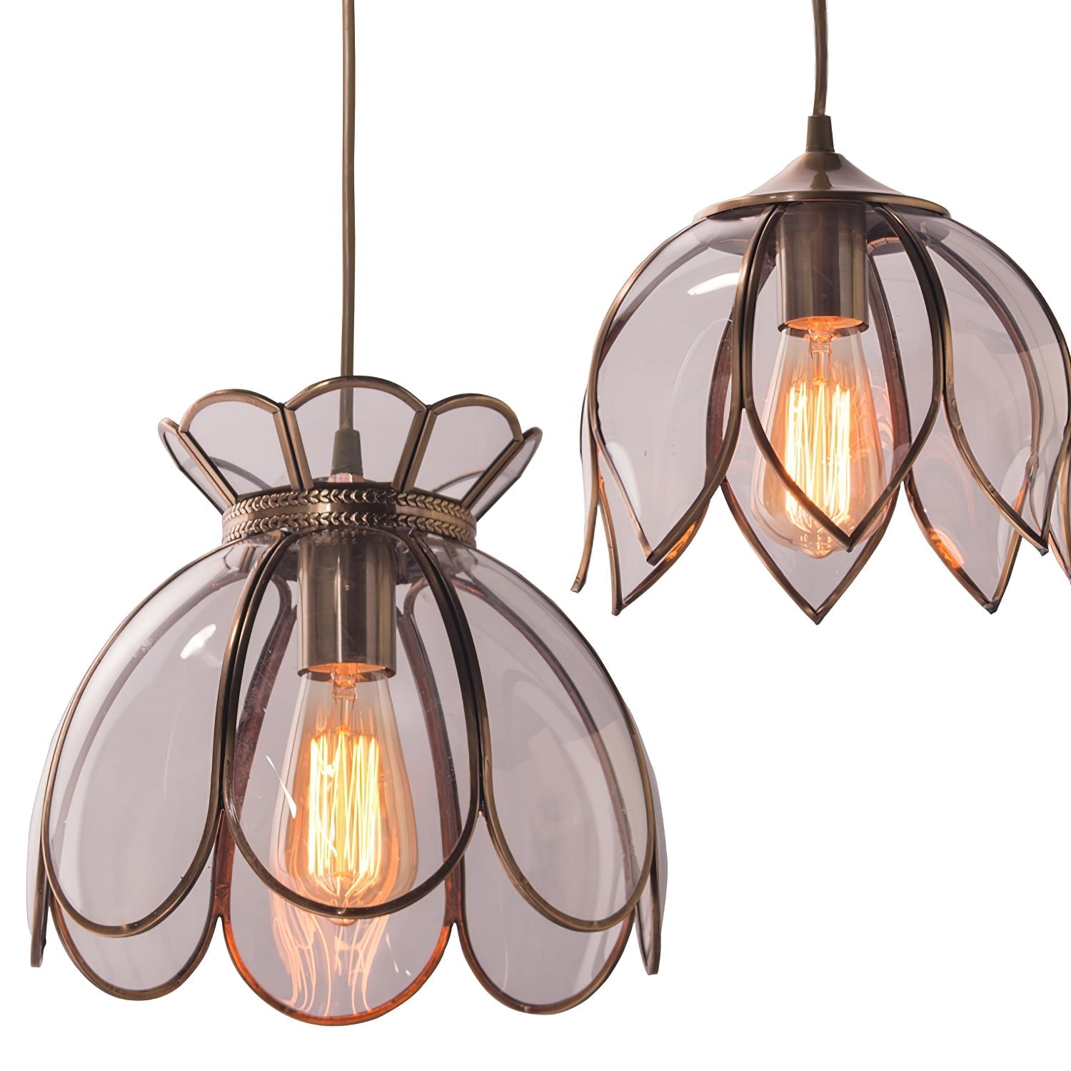 Eraeora Vintage Retro Metal Glass Pendant Lamp - Lamp Copper