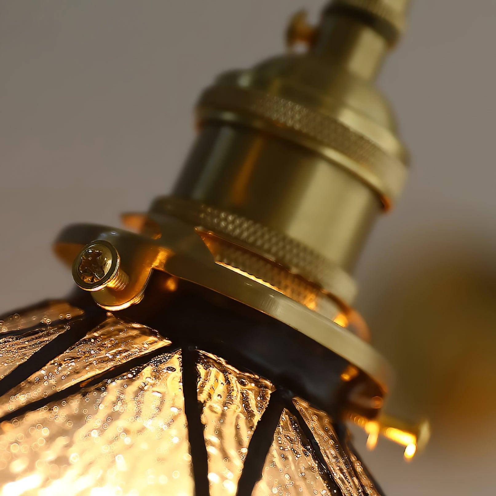 Wall Lamp Geometric Stained Glass Shade Vintage Brass Arm Pastoral - Letslighting