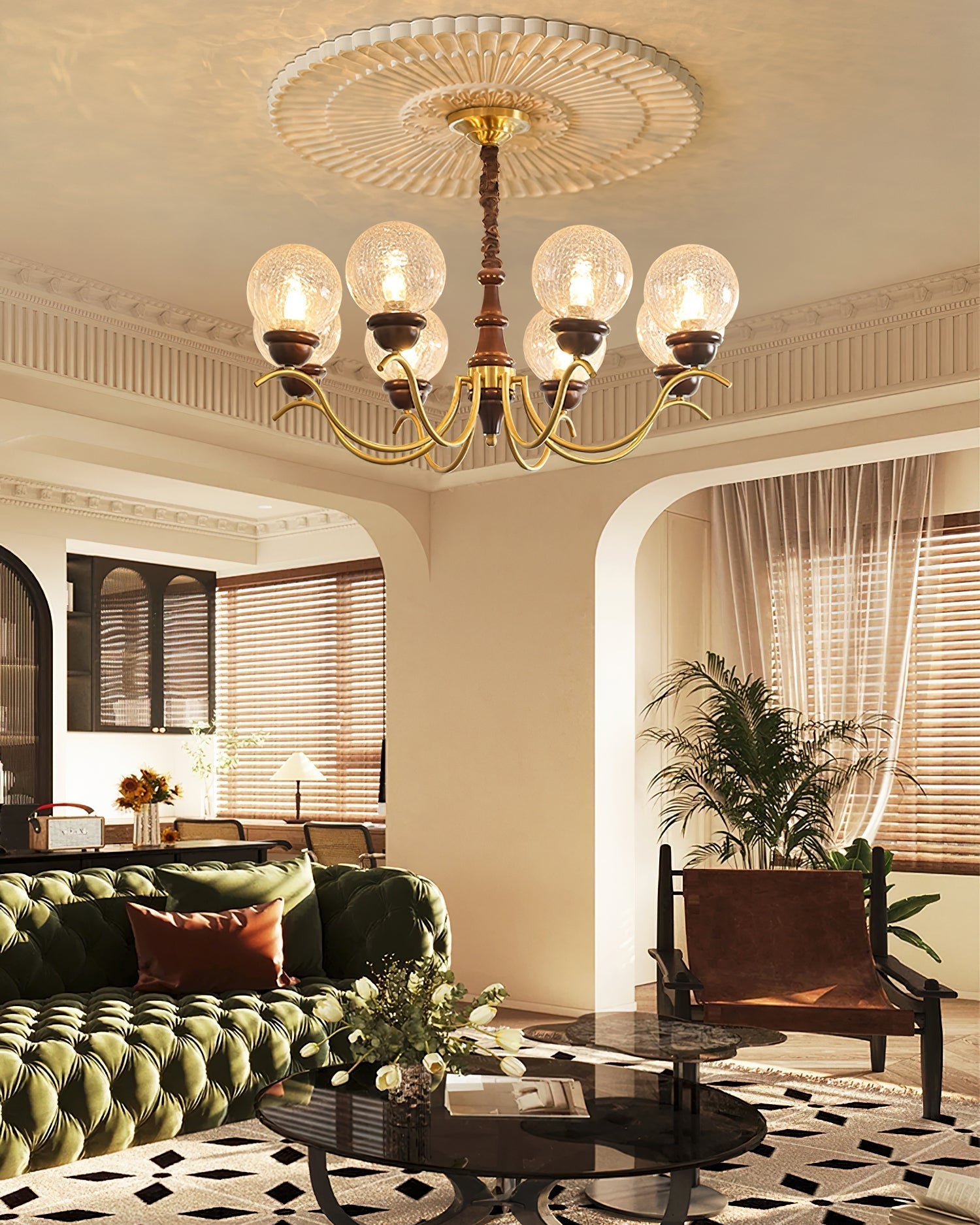 Teresie Chandelier Brass Retro - Letslighting