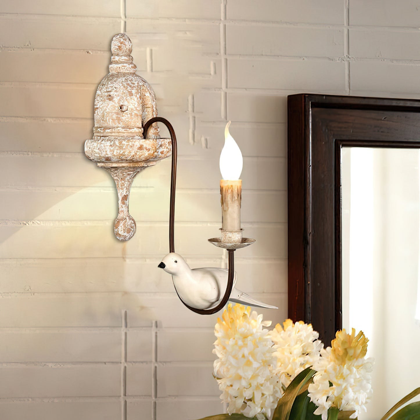 Syraean Vintage Retro Bird Metal Wooden Wall Lamp - Lamp Copper