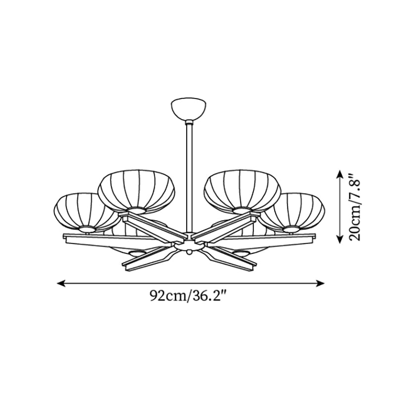 Chandelier Walnut Wood Arms and Opal Glass Shades Midcentury - Letslighting