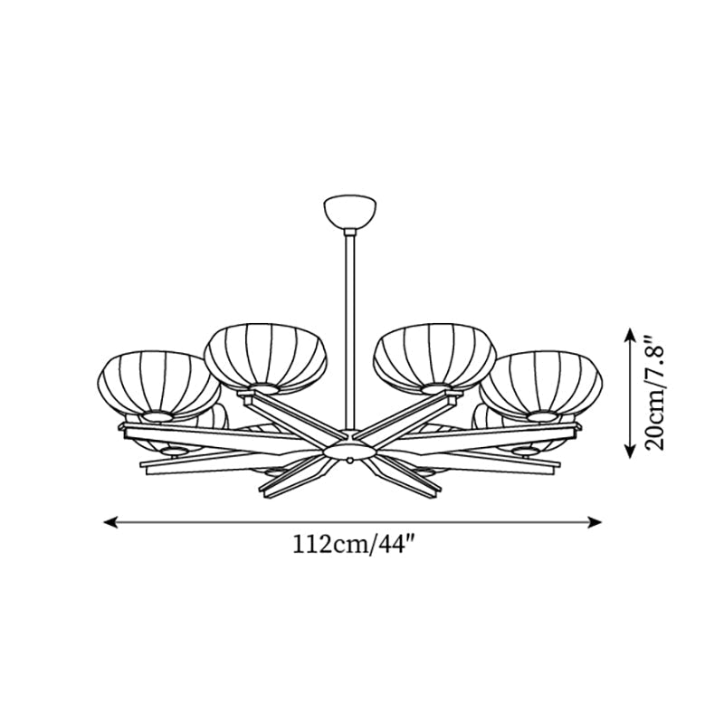 Chandelier Walnut Wood Arms and Opal Glass Shades Midcentury - Letslighting