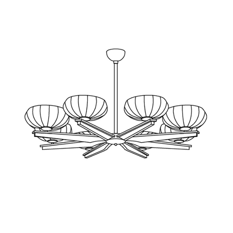 Chandelier Walnut Wood Arms and Opal Glass Shades Midcentury - Letslighting