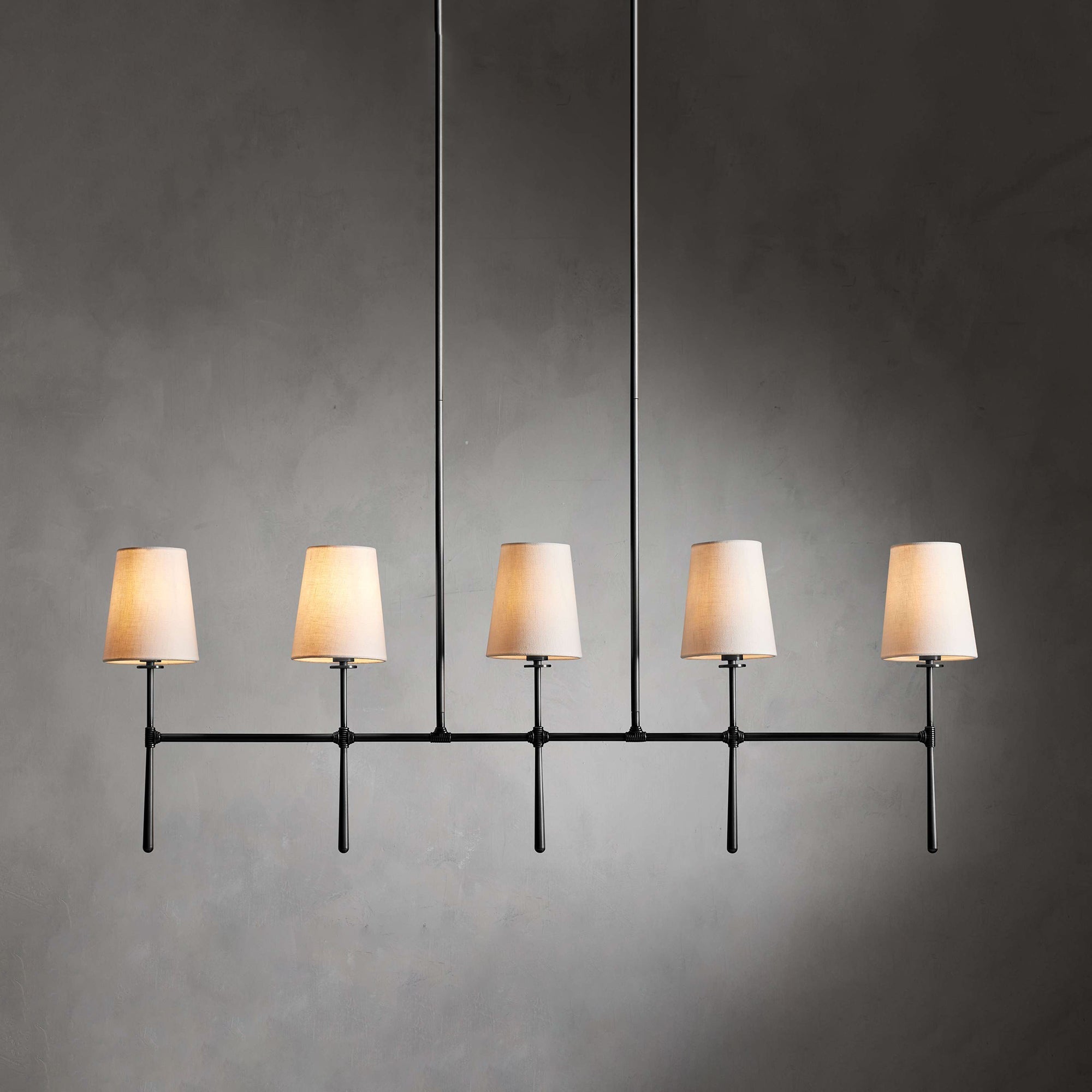 Eurvinen Vintage Industrial Linear Metal Fabric Chandelier - Lamp Copper