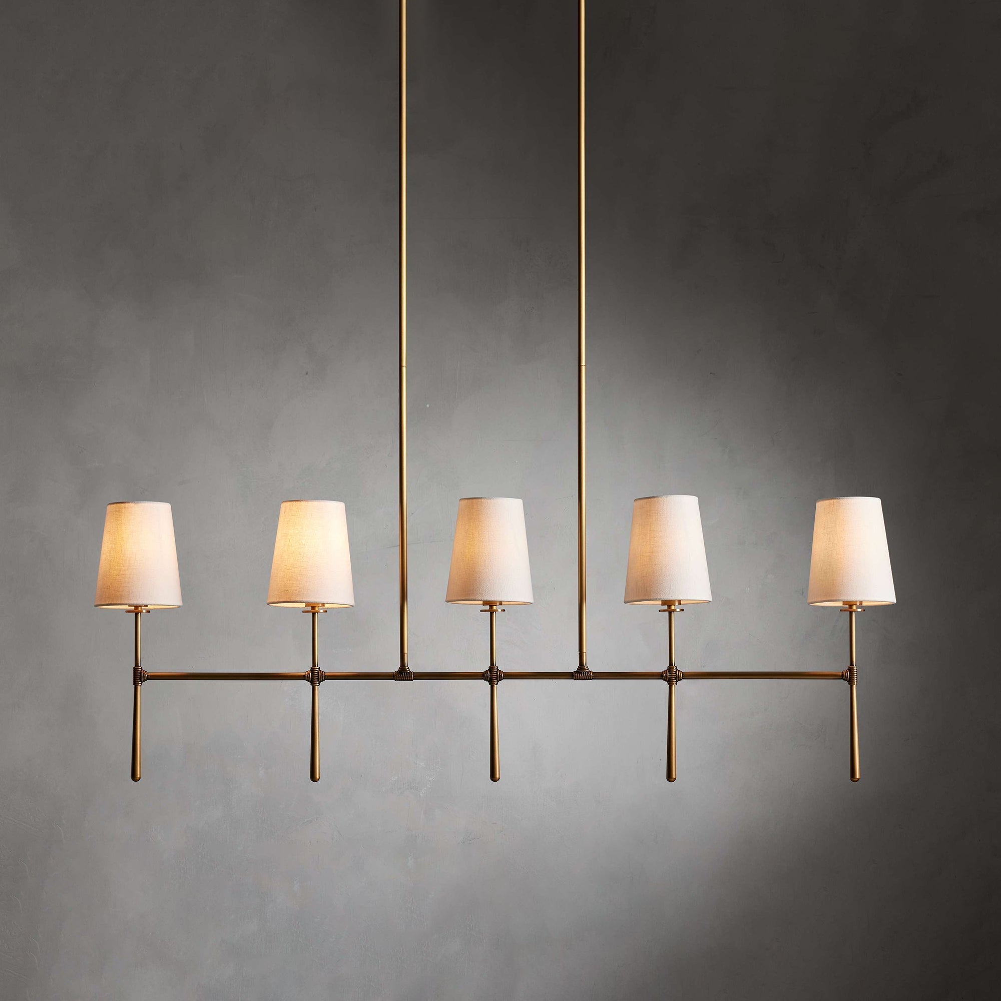 Eurvinen Vintage Industrial Linear Metal Fabric Chandelier - Lamp Copper