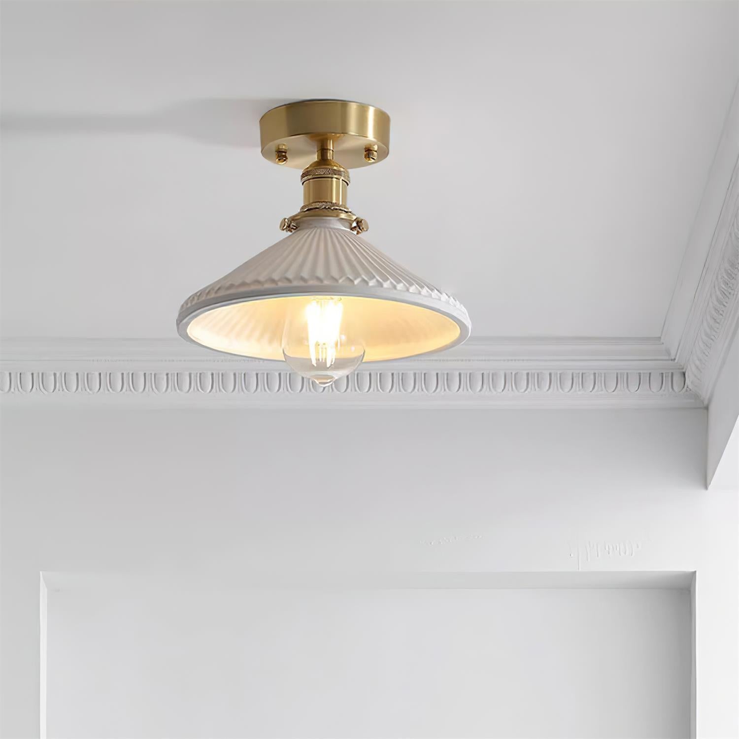 Belmont Plafonnier Vintage Laiton Céramique - Neutralighting