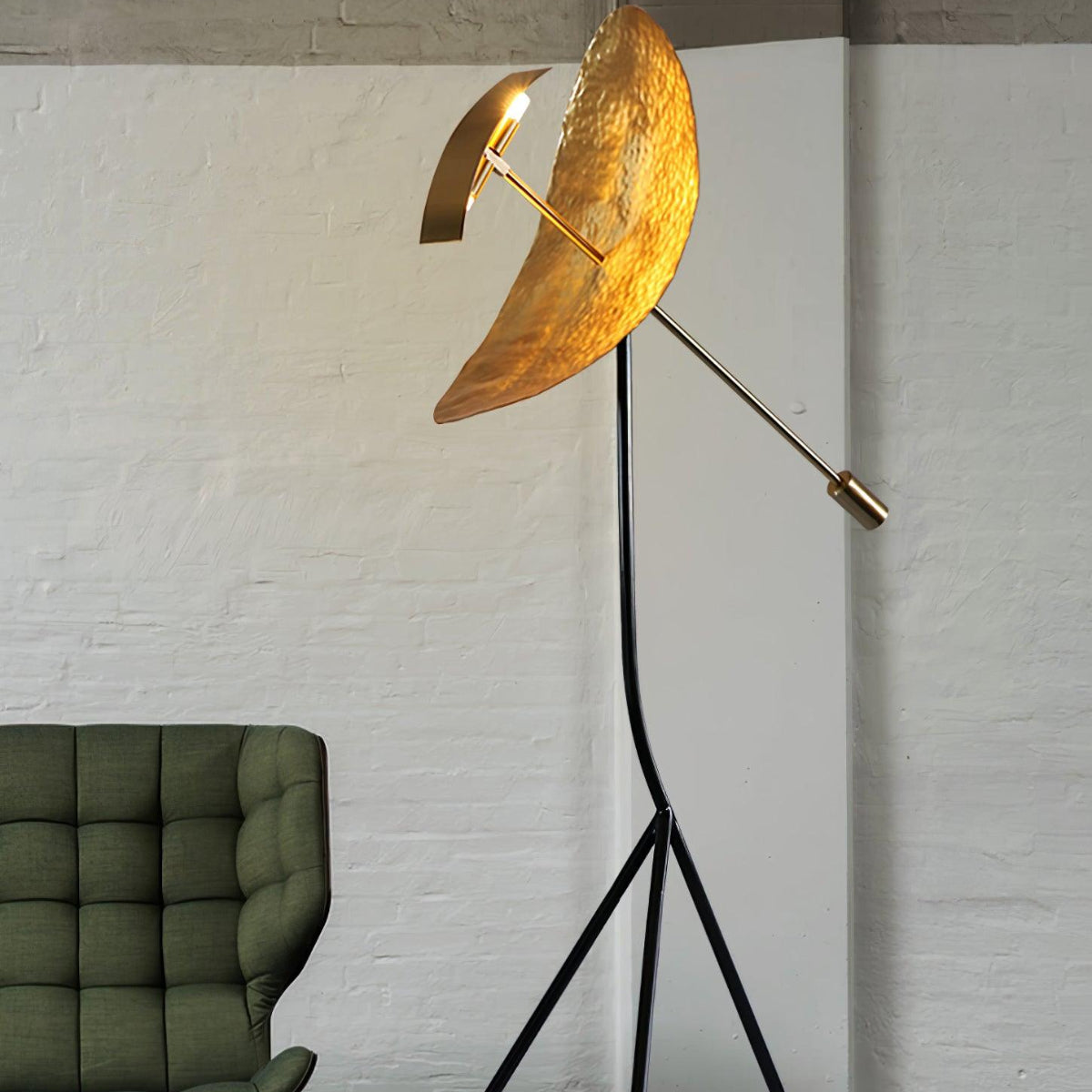 Mira Lampadaire Arc Moderne, Métal, Doré, Salon
