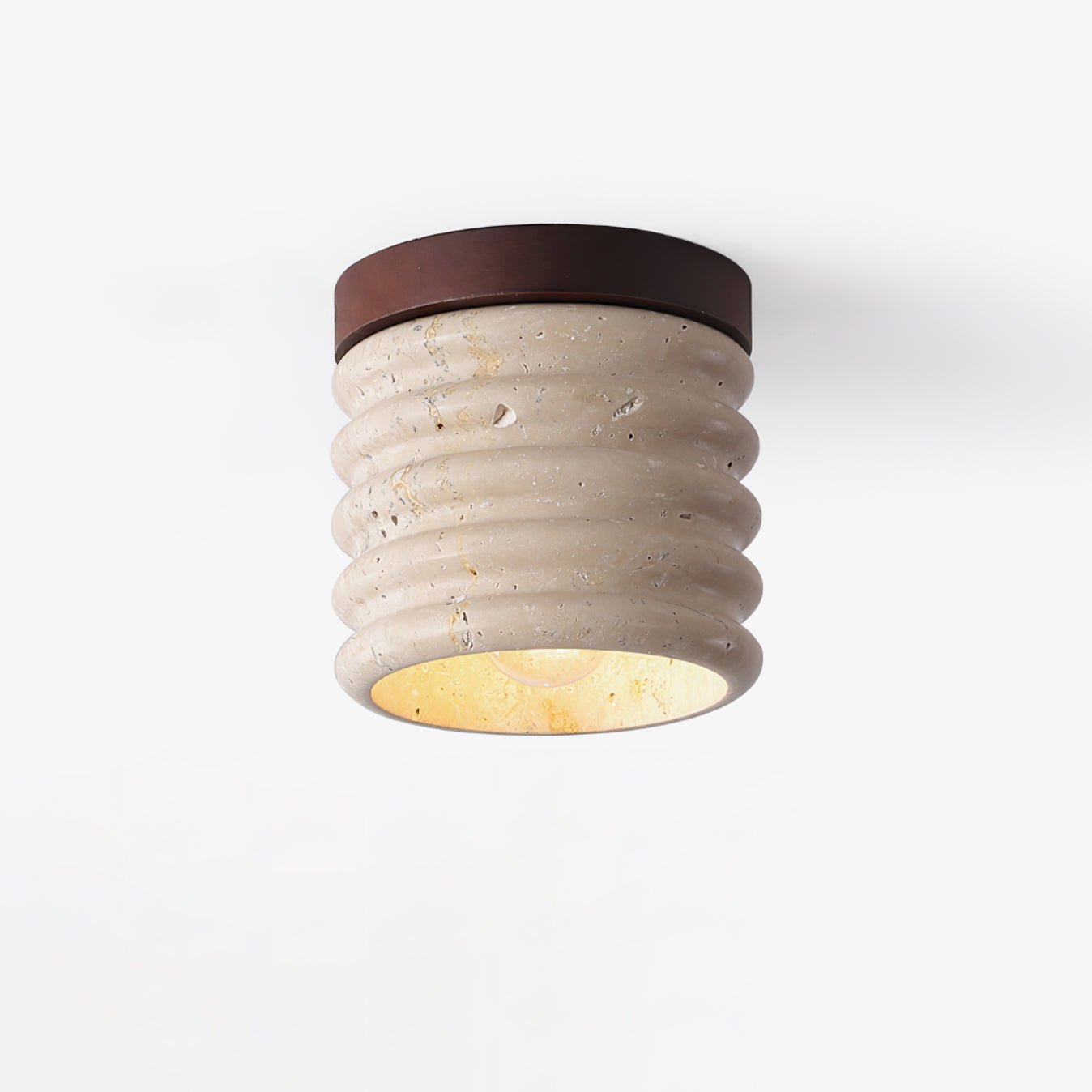 Vomaran Plafonnier Cylindre Cannelé en Travertin - Neutralighting