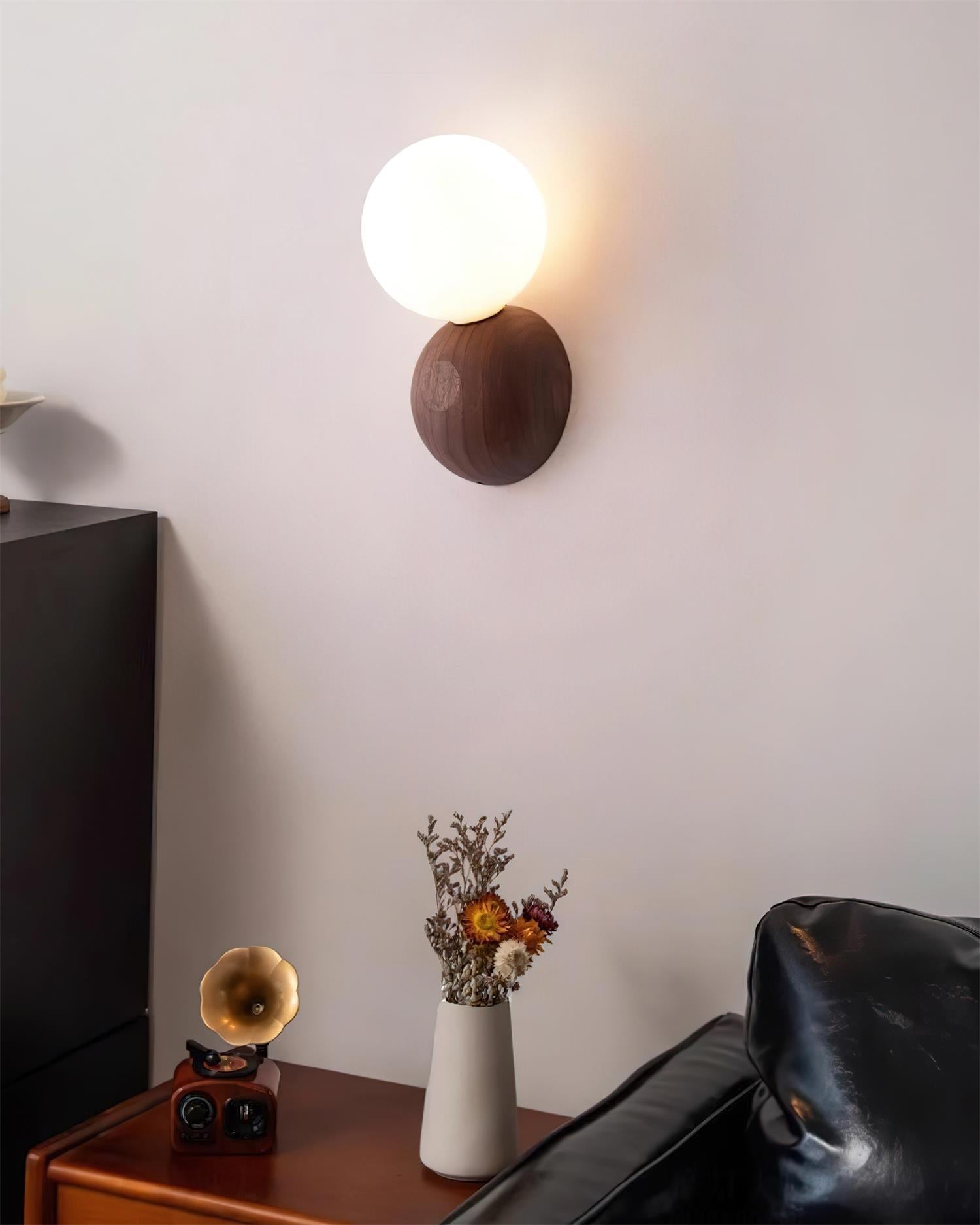 Ringo Applique Murale Bois Verre Opale Minimaliste - Neutralighting