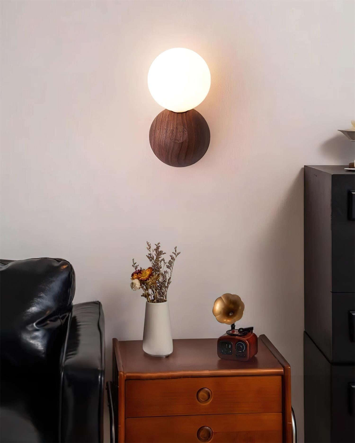 Ringo Applique Murale Bois Verre Opale Minimaliste - Neutralighting
