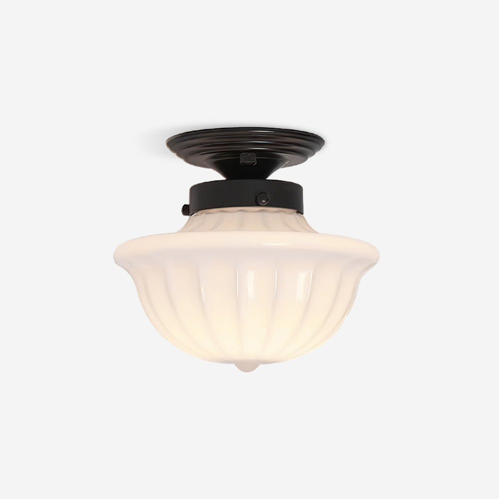 Evola Lampe Plafond en Verre Opale Vintage - Neutralighting