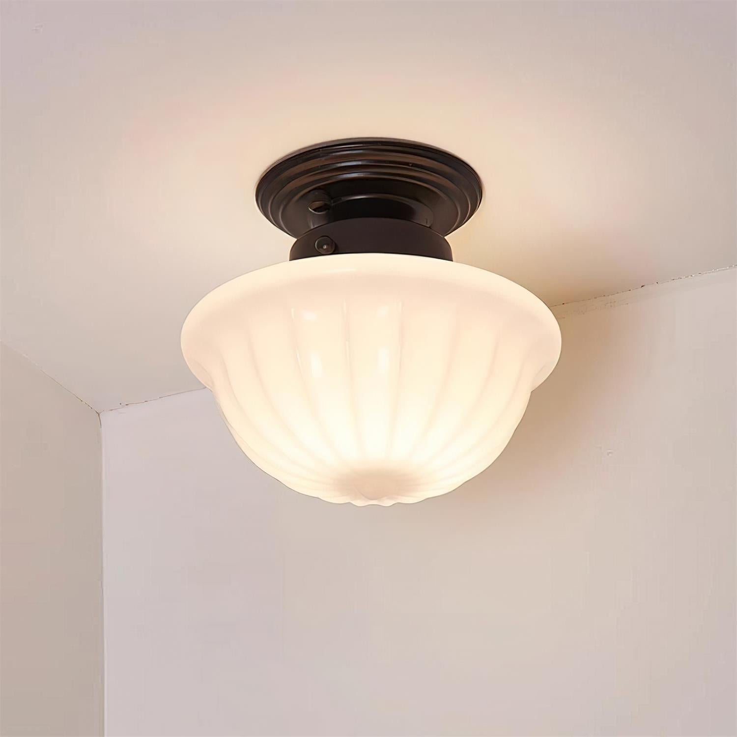 Evola Lampe Plafond en Verre Opale Vintage - Neutralighting