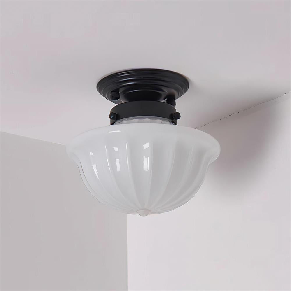Evola Lampe Plafond en Verre Opale Vintage - Neutralighting