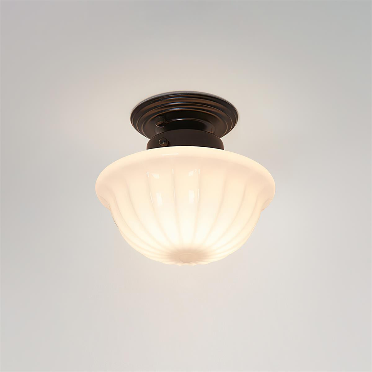 Evola Lampe Plafond en Verre Opale Vintage - Neutralighting