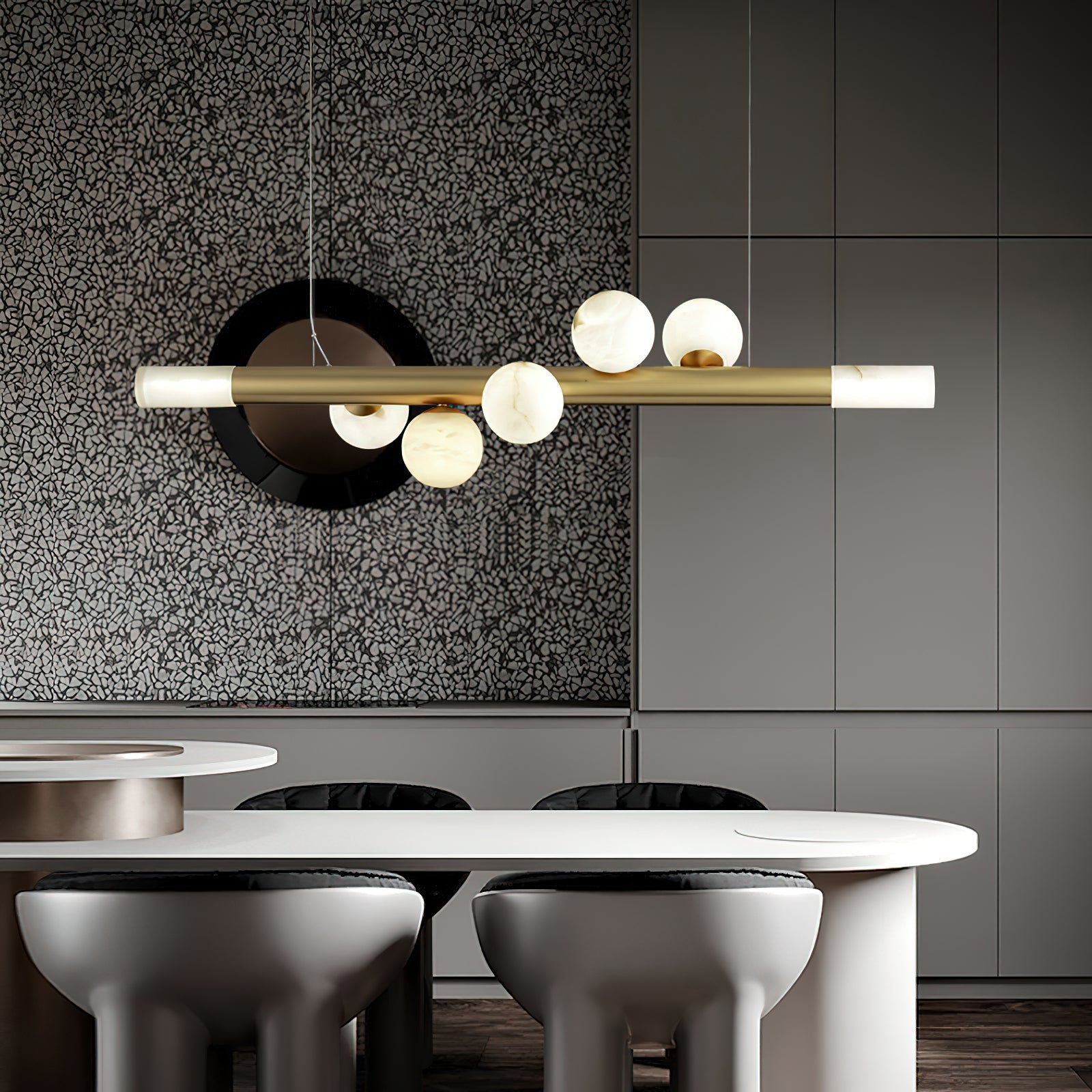 Avaros Modern Minimalist Alabaster Pendant Light - Lamp Copper