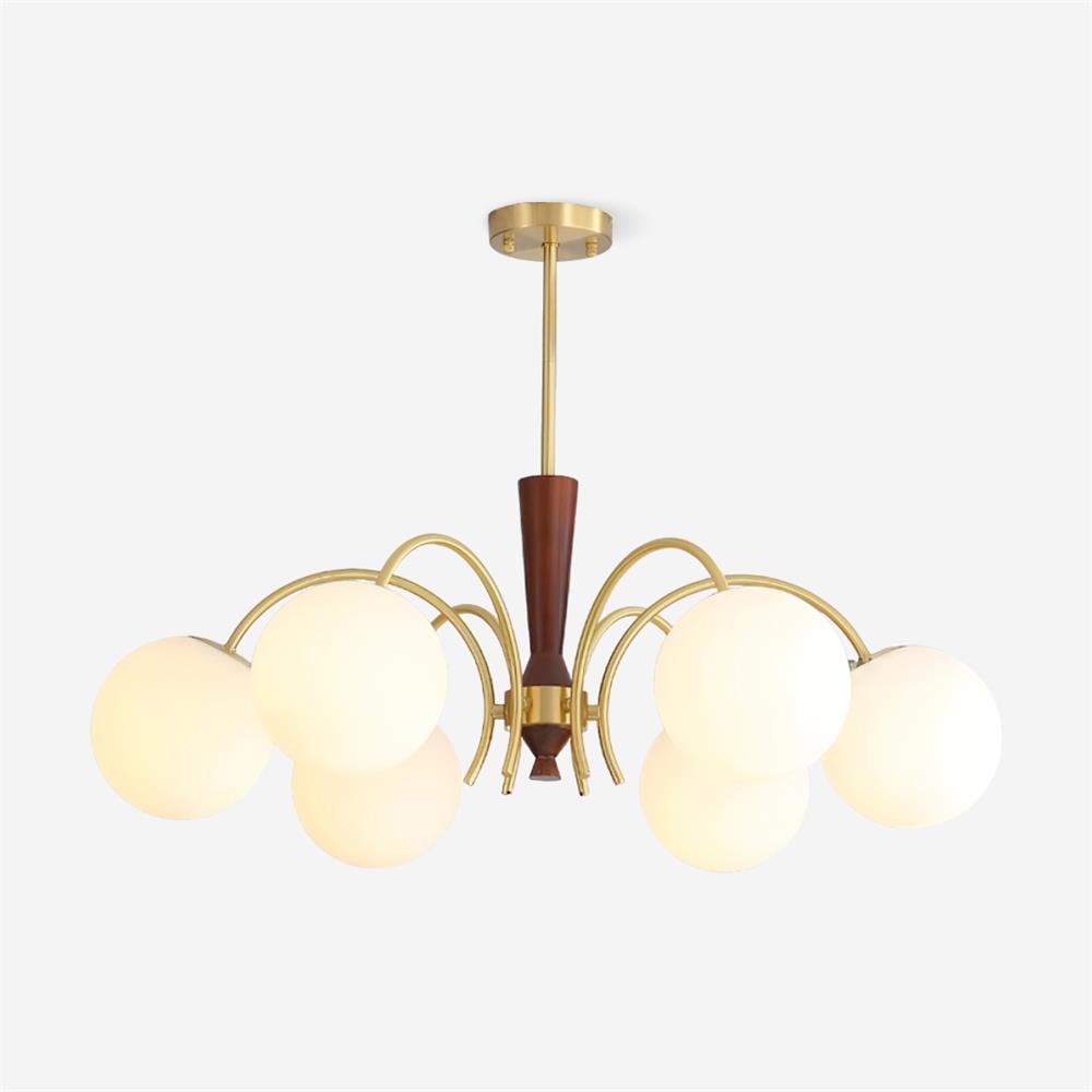 Veslo Brass and Wood Globe Chandelier - Letslighting