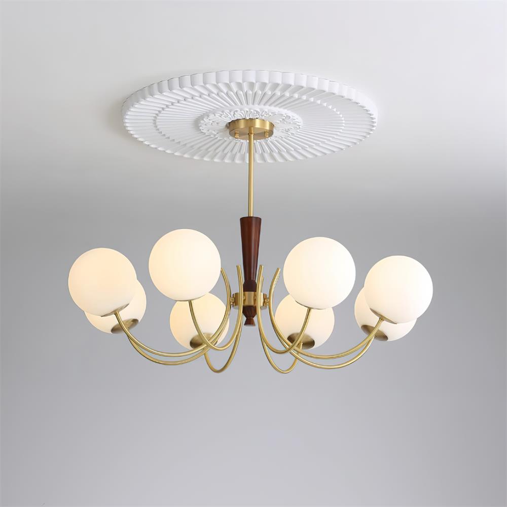 Veslo Brass and Wood Globe Chandelier - Letslighting