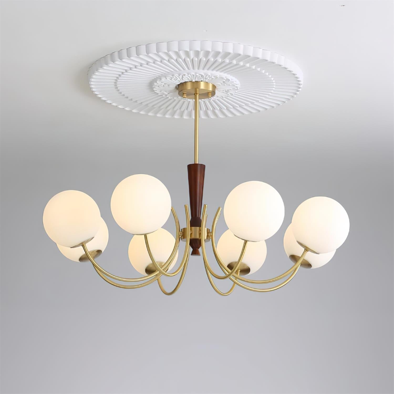 Veslo Brass and Wood Globe Chandelier - Letslighting
