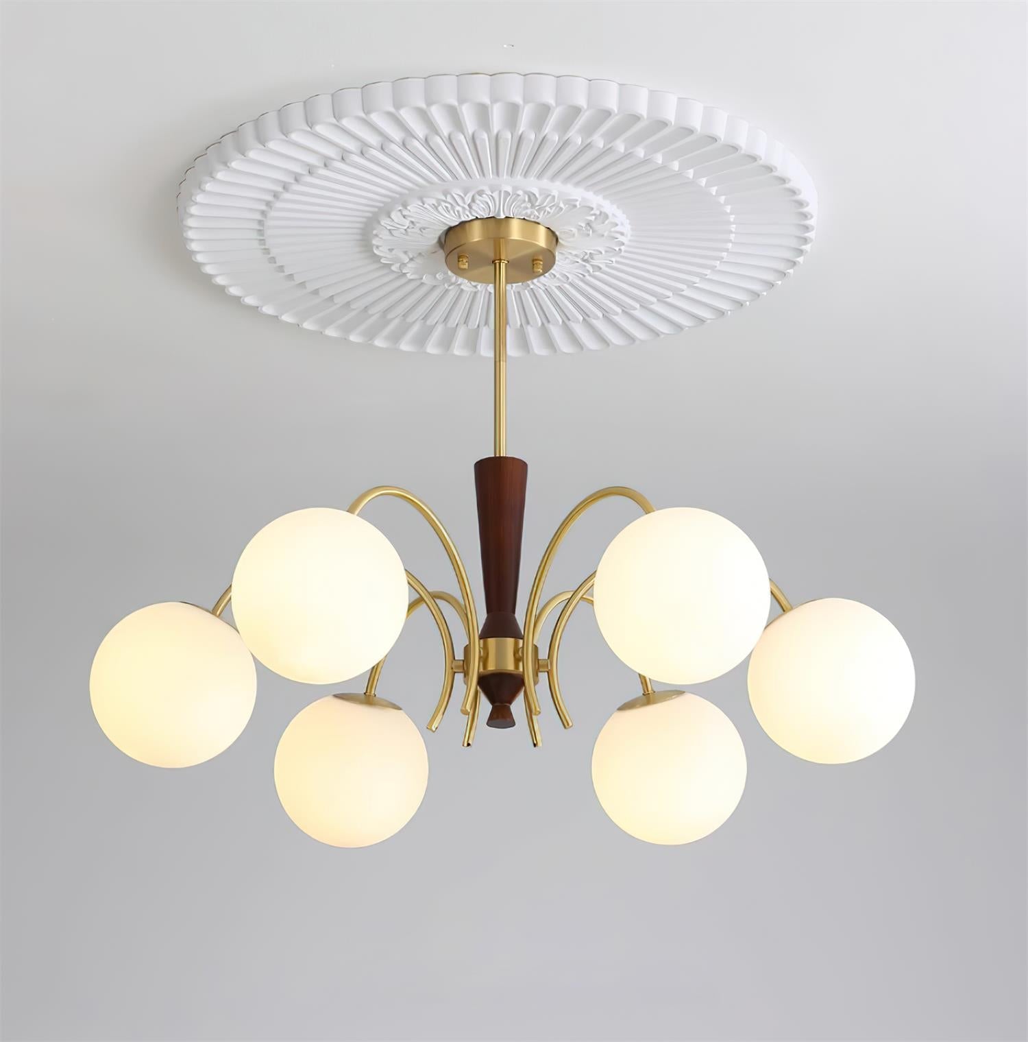 Veslo Brass and Wood Globe Chandelier - Letslighting