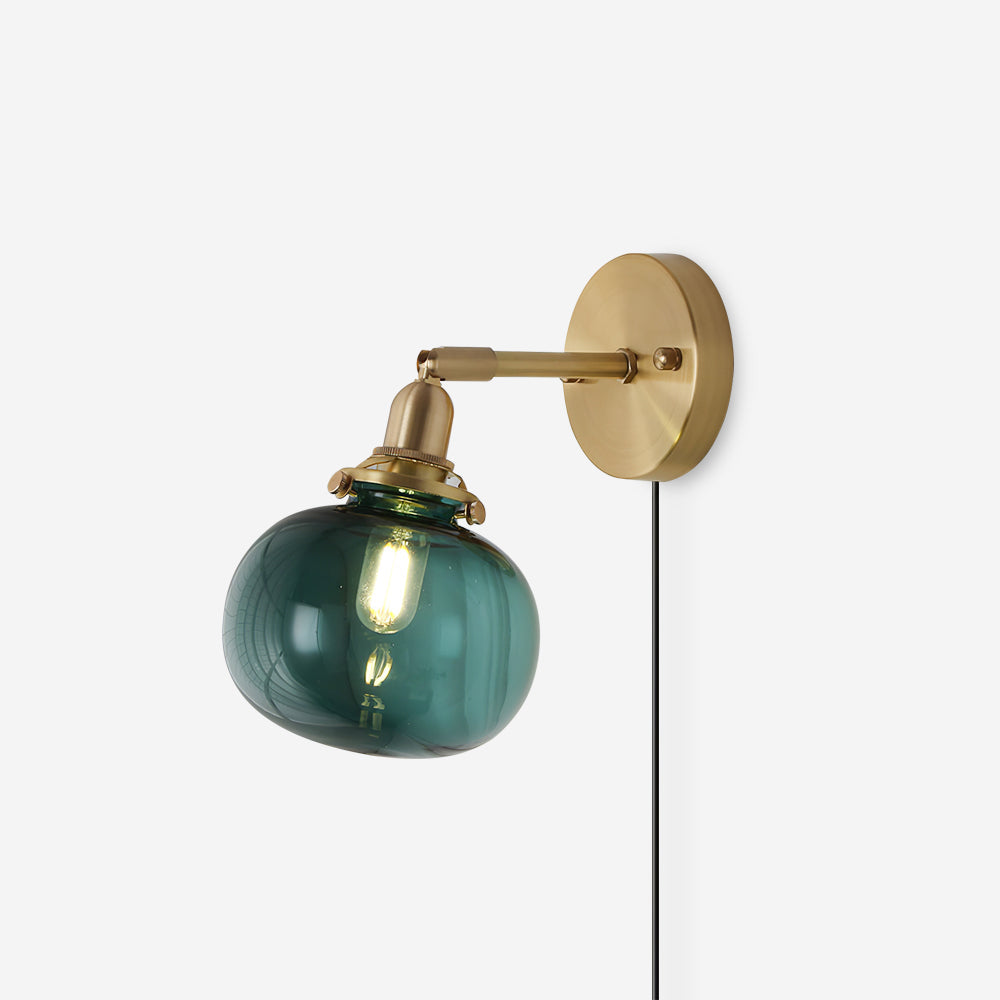 Baroque Applique Murale Plug-In Abat-jour en Verre Fumé Laiton Industriel - Neutralighting