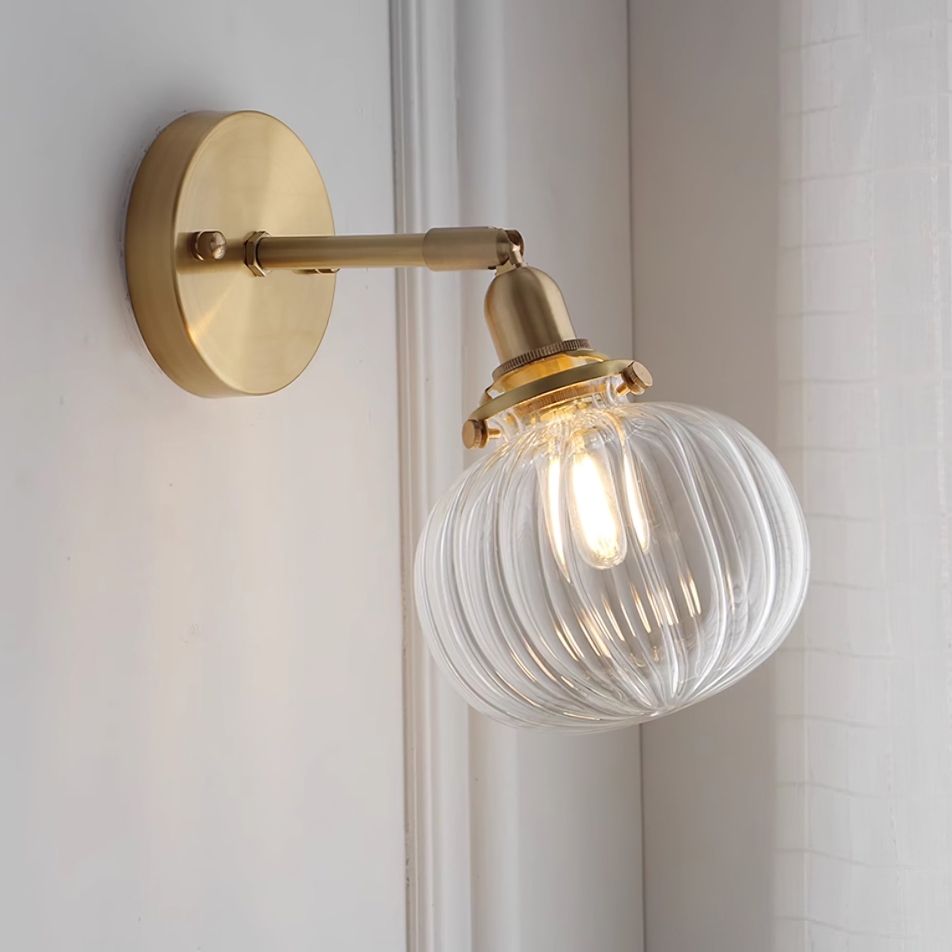 Baroque Applique Murale Plug-In Abat-jour en Verre Fumé Laiton Industriel - Neutralighting