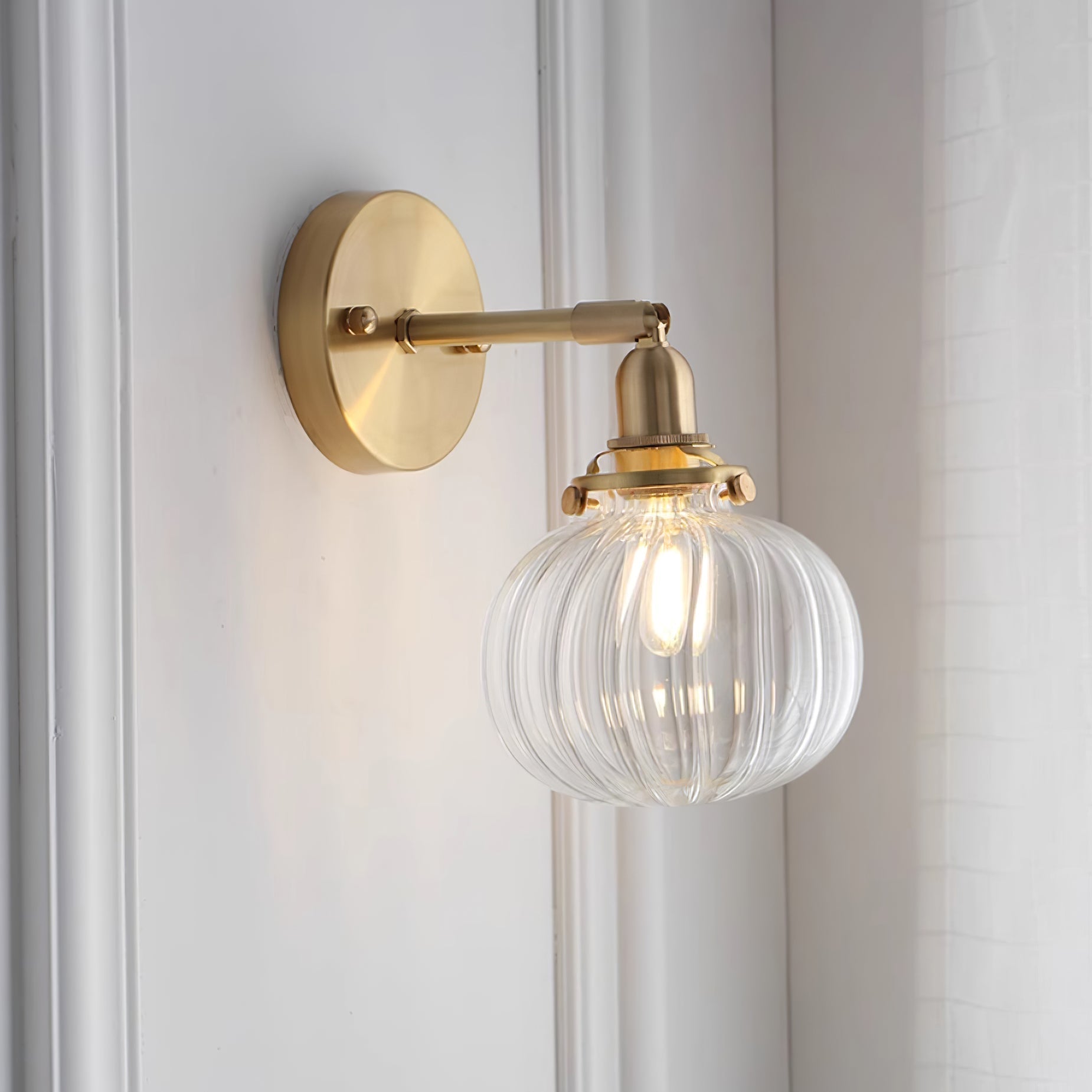 Baroque Applique Murale Plug-In Abat-jour en Verre Fumé Laiton Industriel - Neutralighting