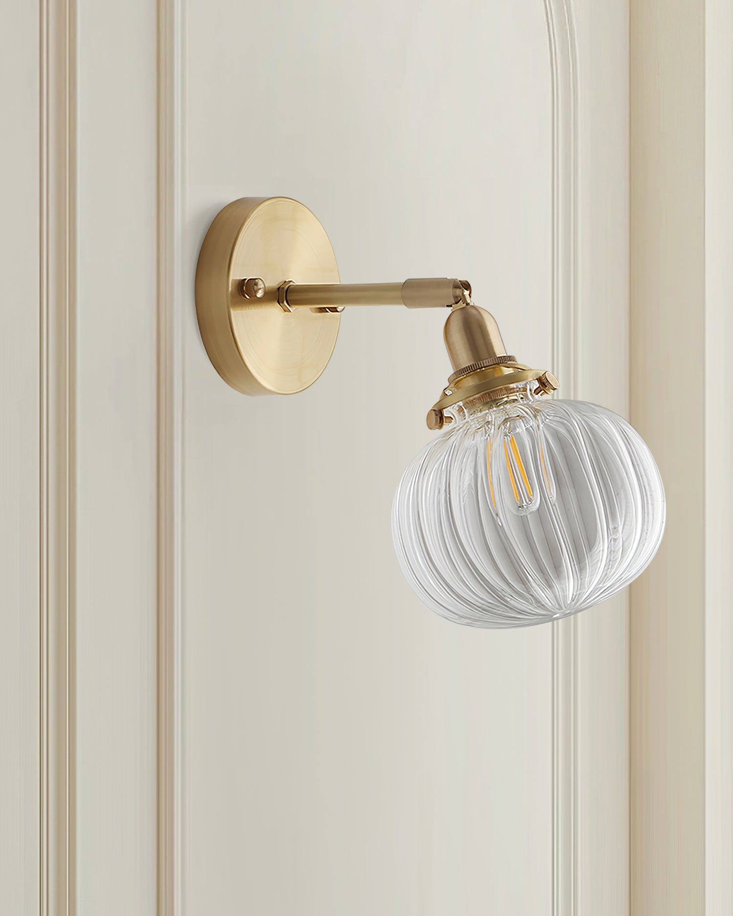 Baroque Applique Murale Plug-In Abat-jour en Verre Fumé Laiton Industriel - Neutralighting