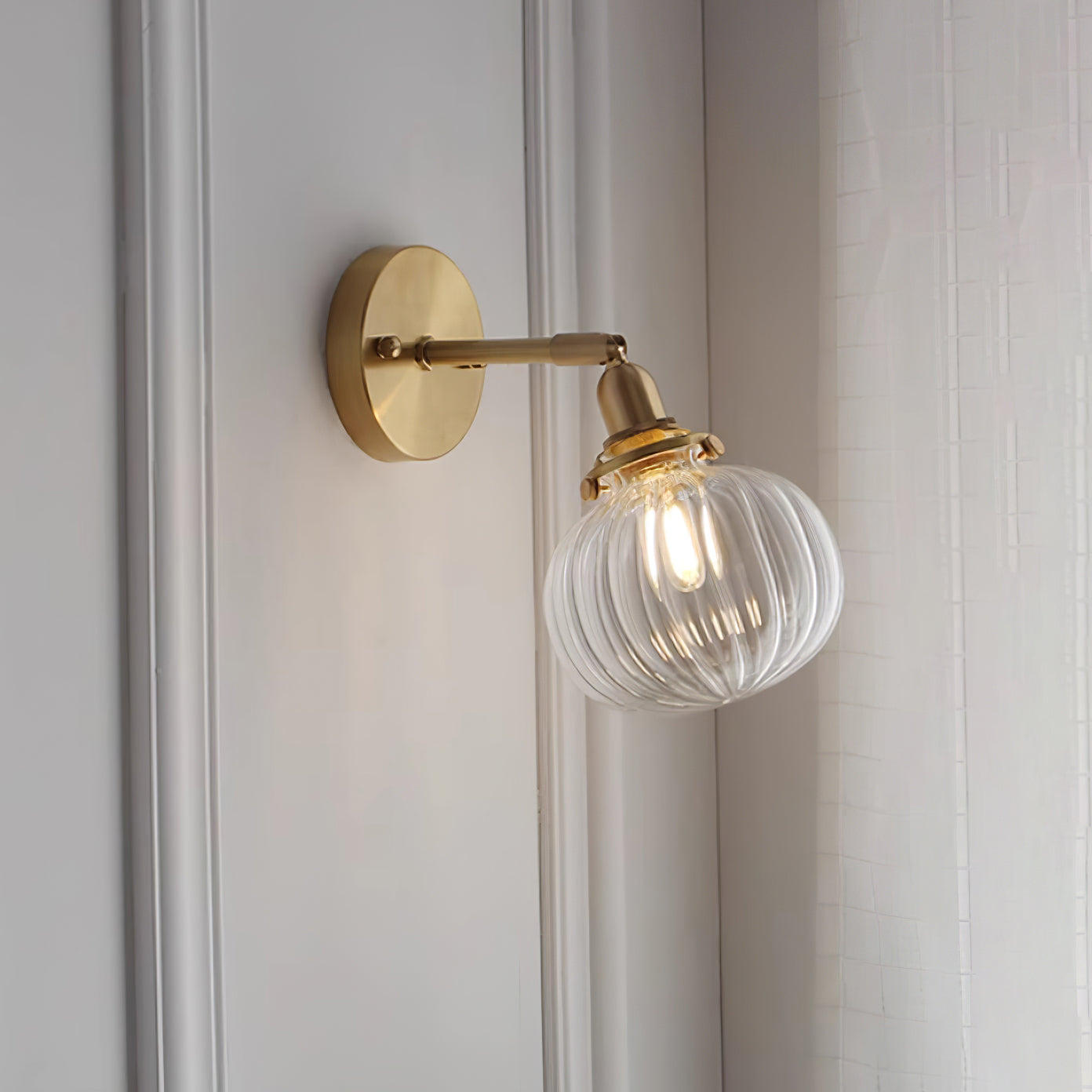 Baroque Applique Murale Plug-In Abat-jour en Verre Fumé Laiton Industriel - Neutralighting