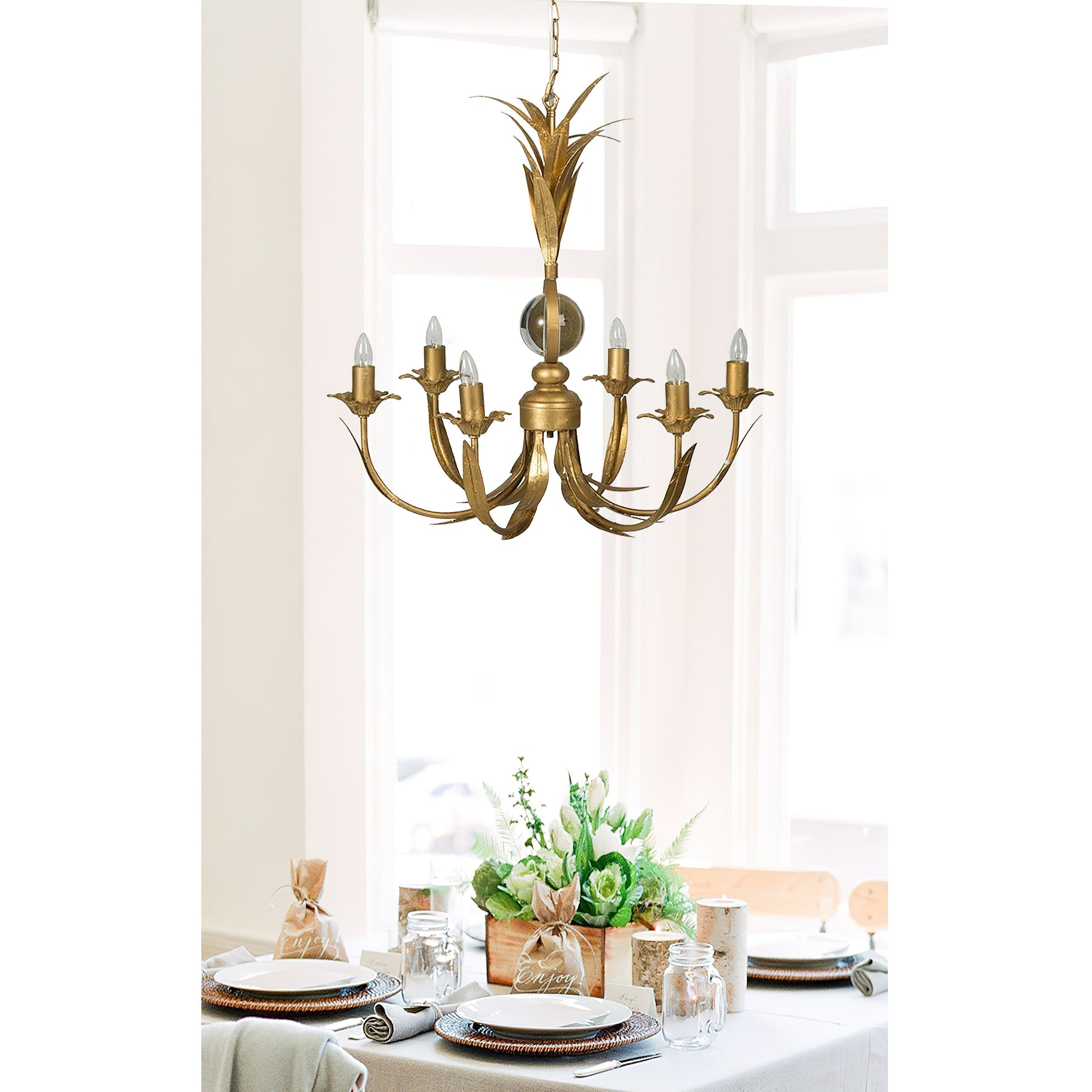 Zamarir Vintage Industrial 6-Light Metal Chandelier - Lamp Copper