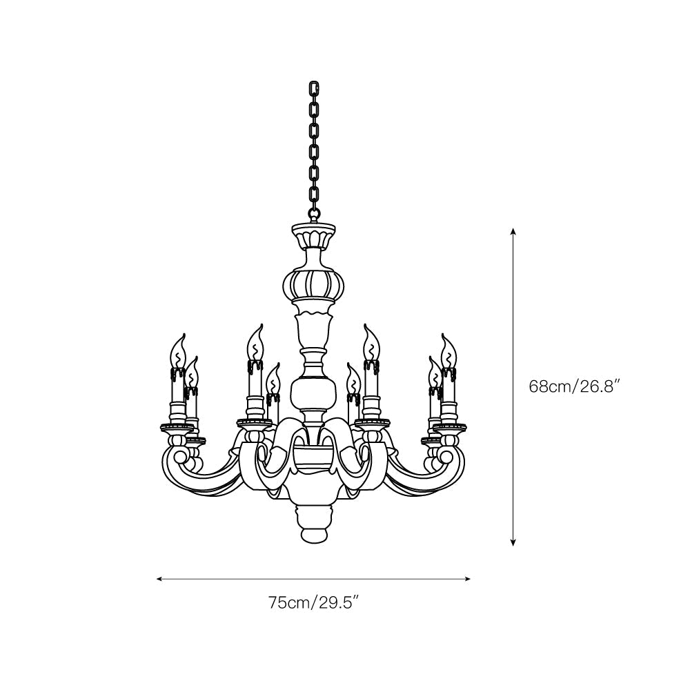Olrinila Roman Pillar Hand-carved Wood Chandelier - Lamp Copper