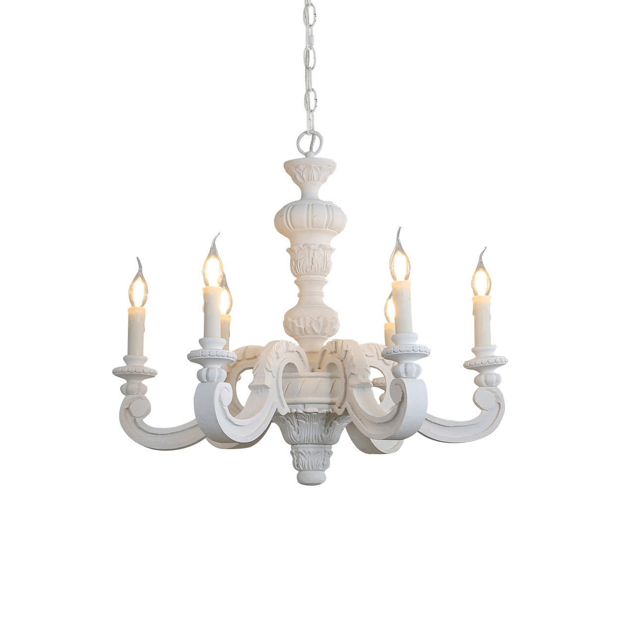 Olrinila Roman Pillar Hand-carved Wood Chandelier - Lamp Copper