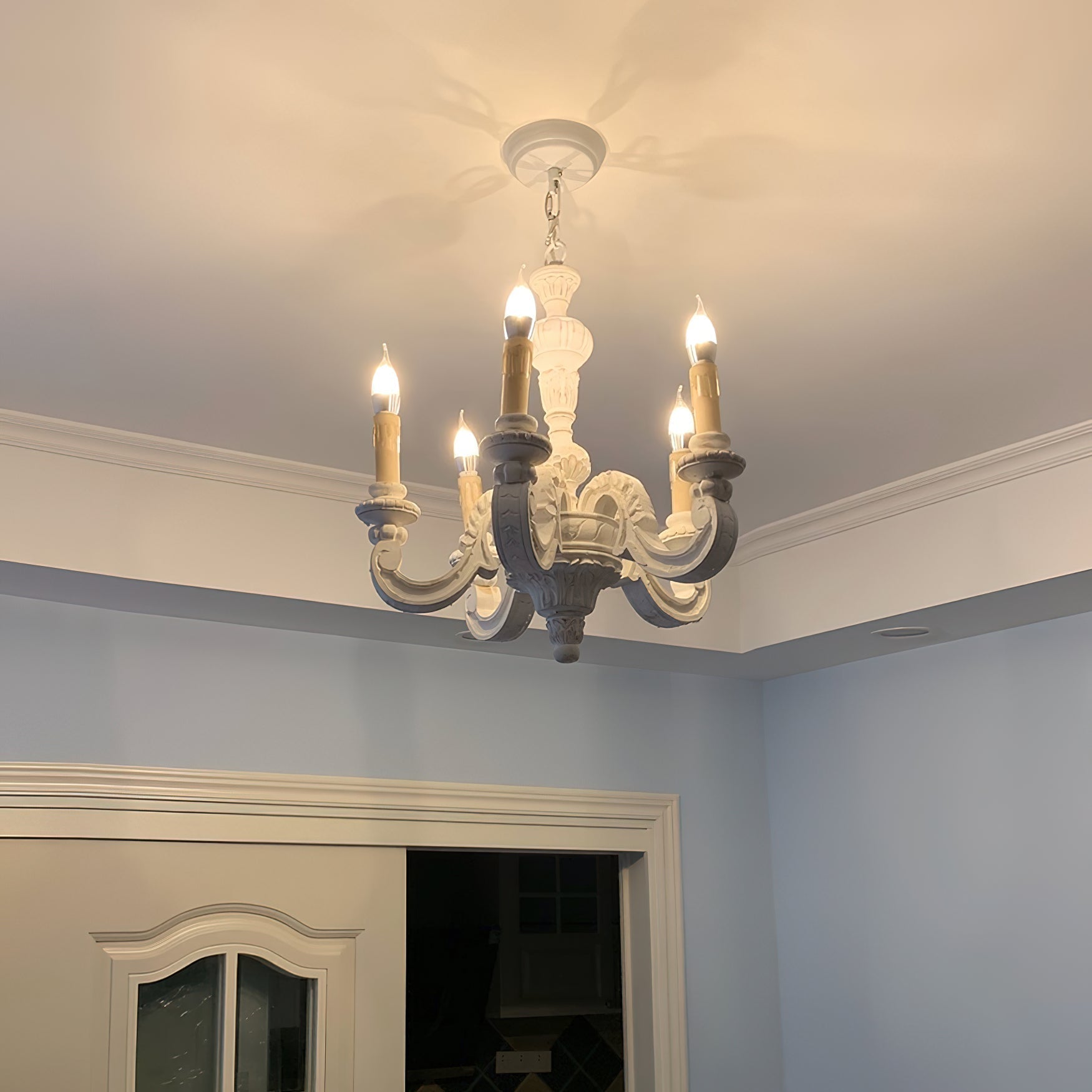 Olrinila Roman Pillar Hand-carved Wood Chandelier - Lamp Copper