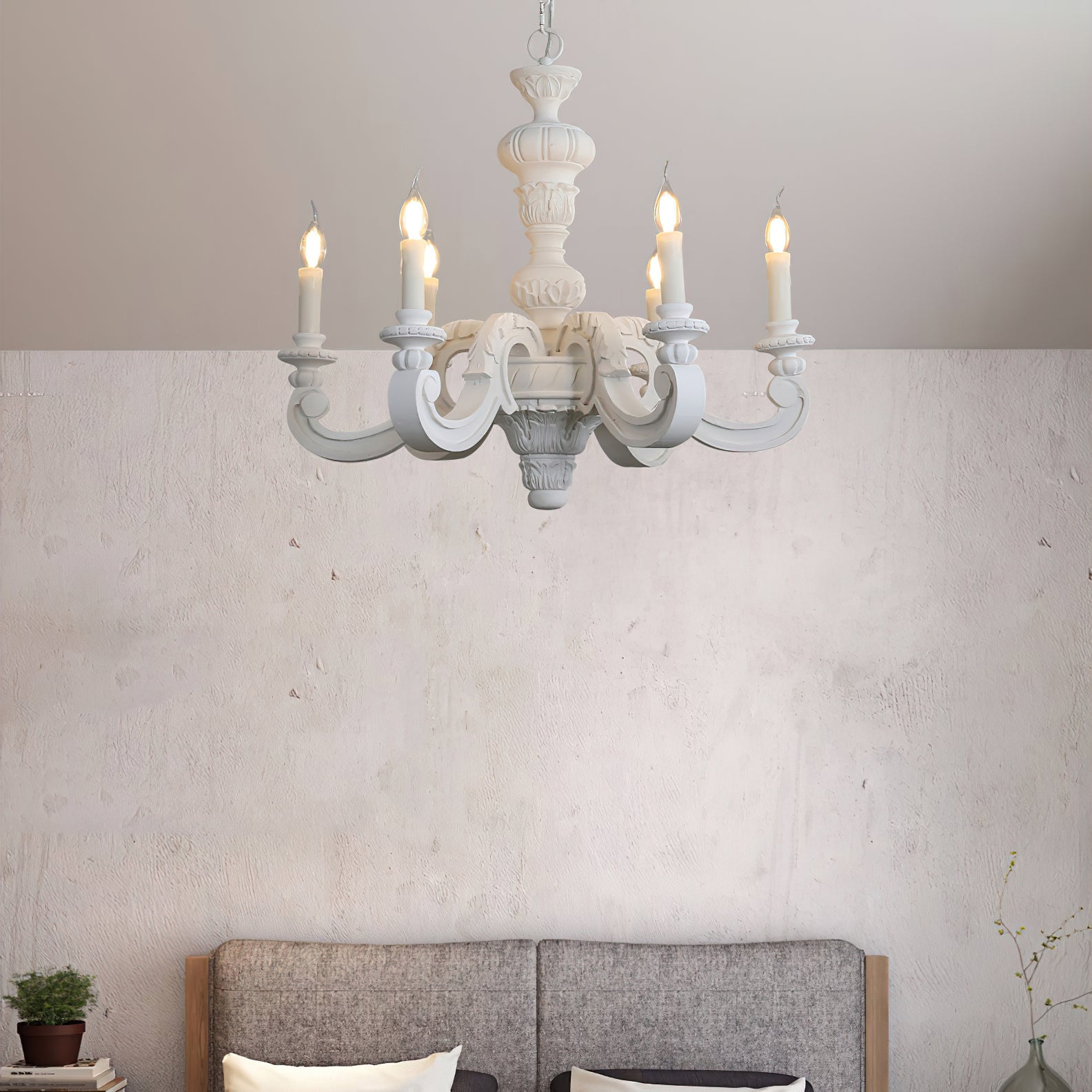 Olrinila Roman Pillar Hand-carved Wood Chandelier - Lamp Copper