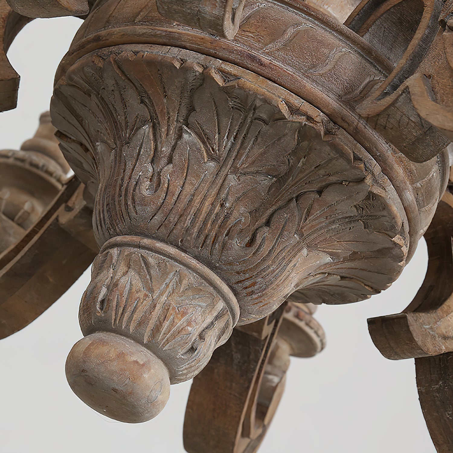 Olrinila Roman Pillar Hand-carved Wood Chandelier - Lamp Copper