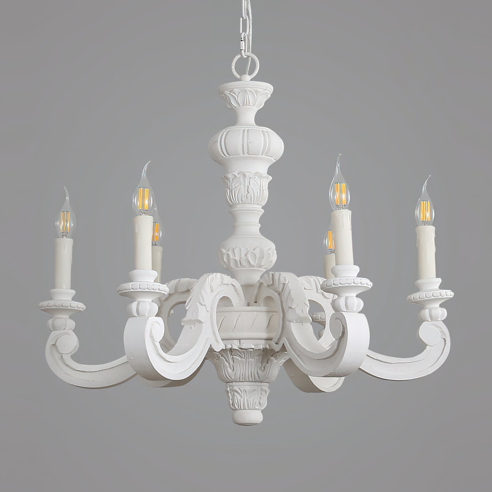 Olrinila Roman Pillar Hand-carved Wood Chandelier - Lamp Copper