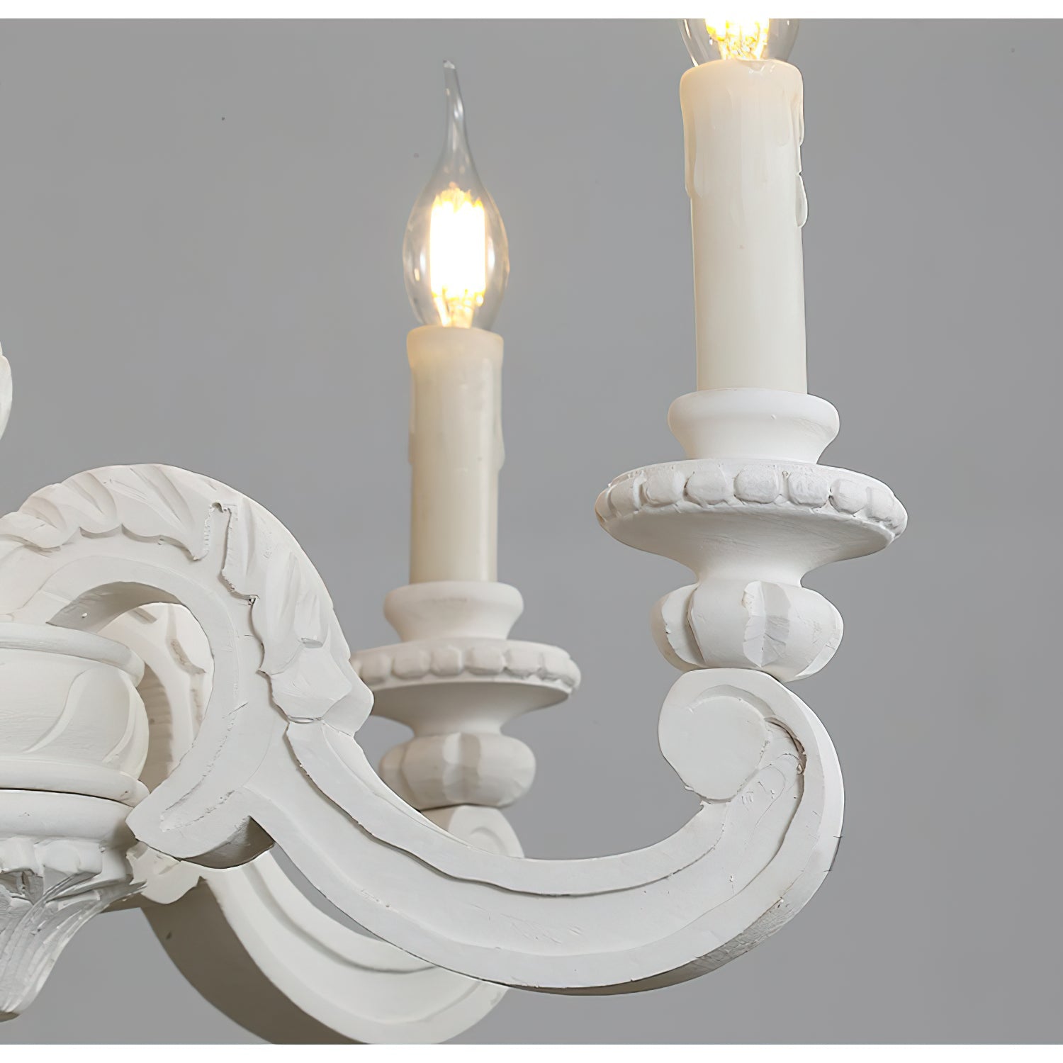 Olrinila Roman Pillar Hand-carved Wood Chandelier - Lamp Copper