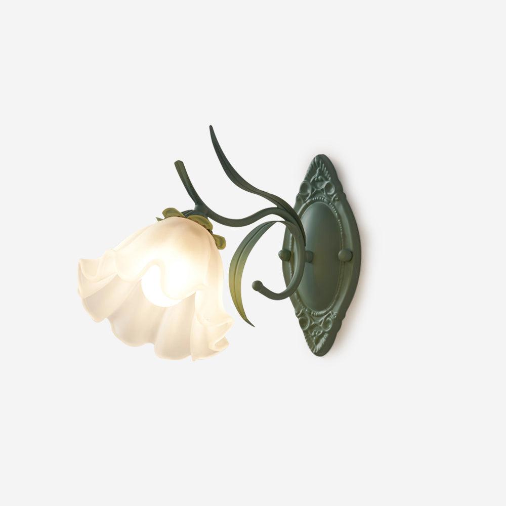 Nivan Applique murale vintage avec abat-jour en verre à motif floral pour chambre à coucher et salon - Neutralighting