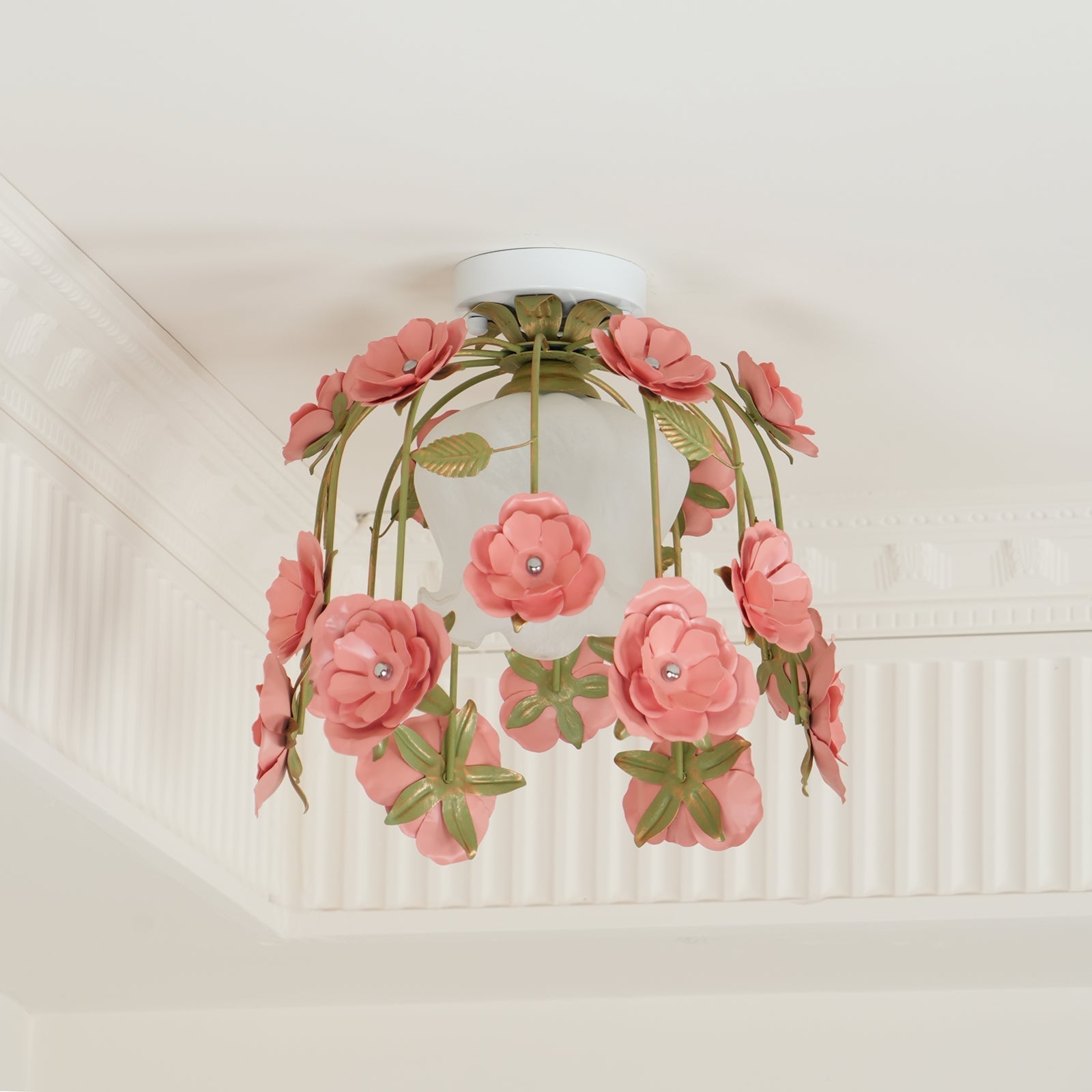 Pavo Plafonnier Romantique en Verre Fleur - Neutralighting