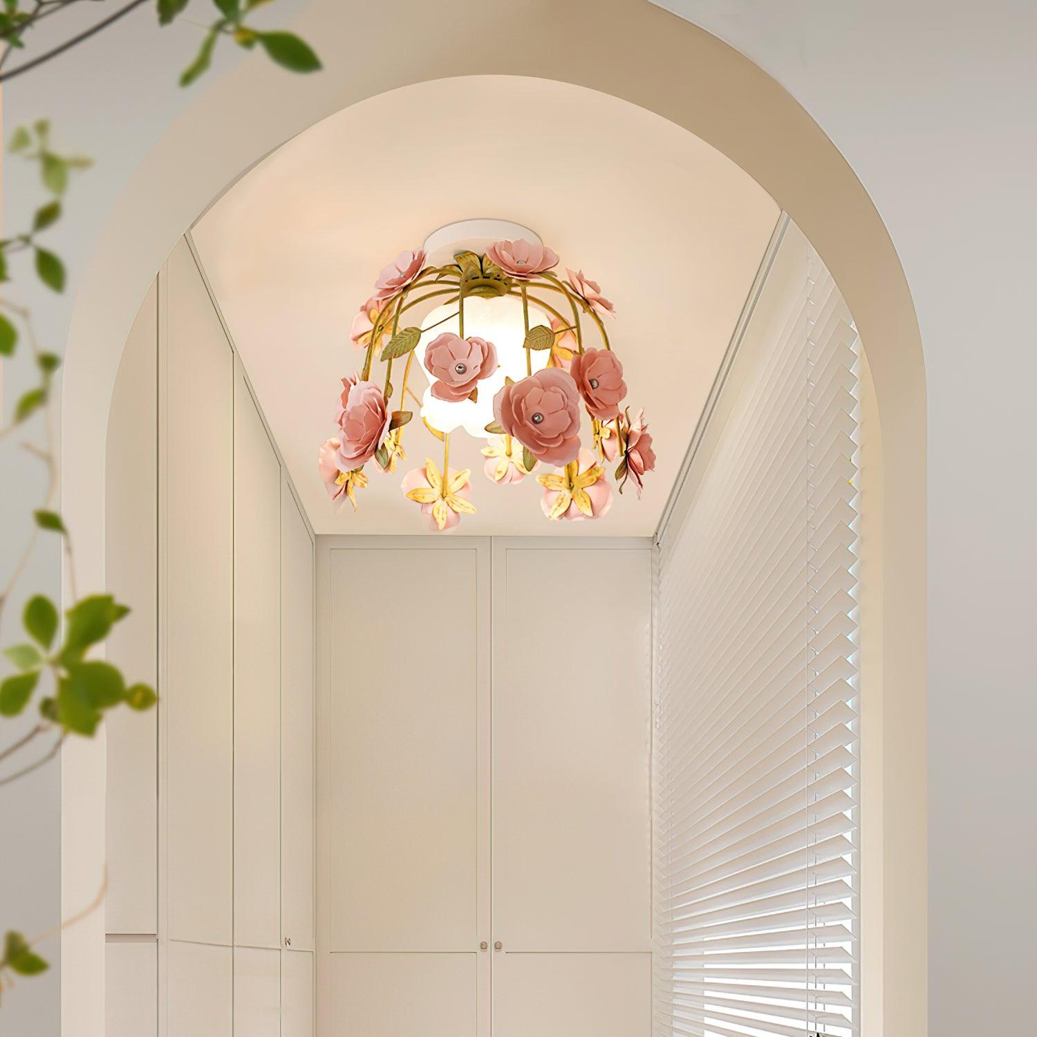 Pavo Plafonnier Romantique en Verre Fleur - Neutralighting
