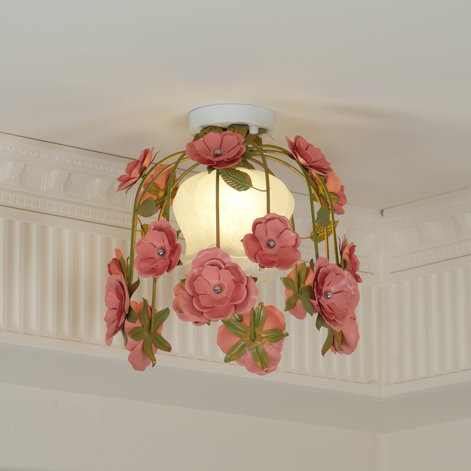 Pavo Plafonnier Romantique en Verre Fleur - Neutralighting