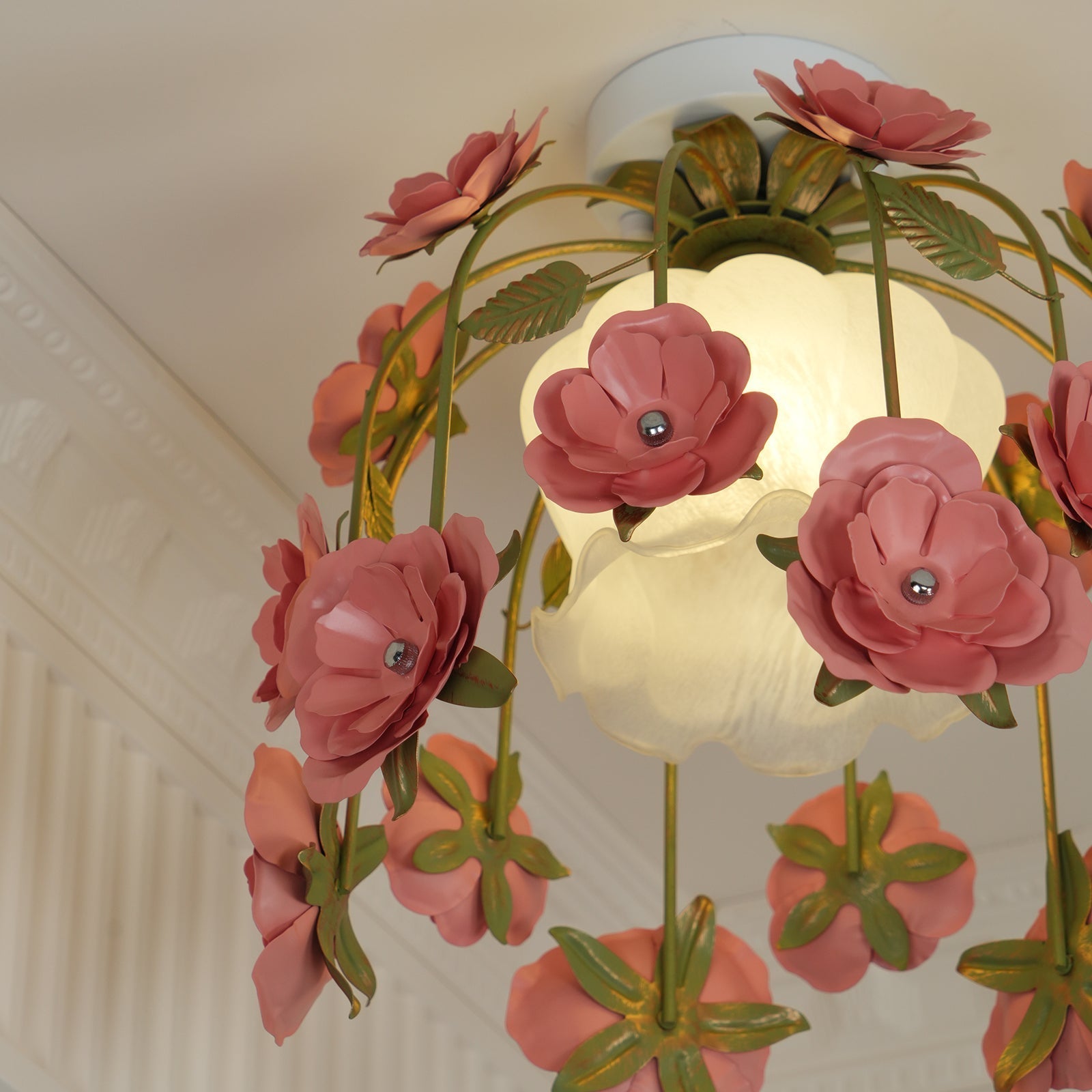 Pavo Plafonnier Romantique en Verre Fleur - Neutralighting