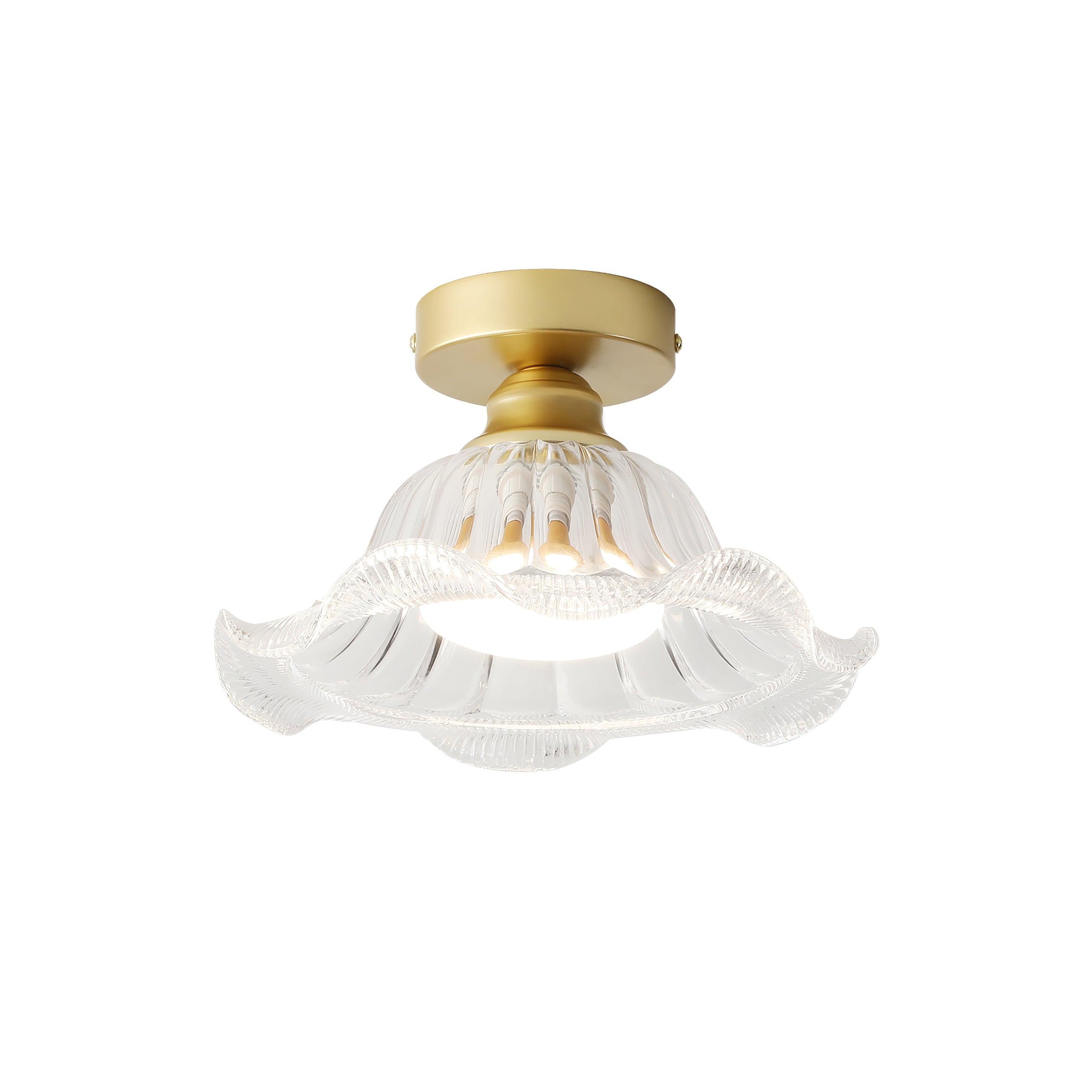 Rosa Plafonnier Verre Froncé Abat-jour Moderne Chambre - Neutralighting