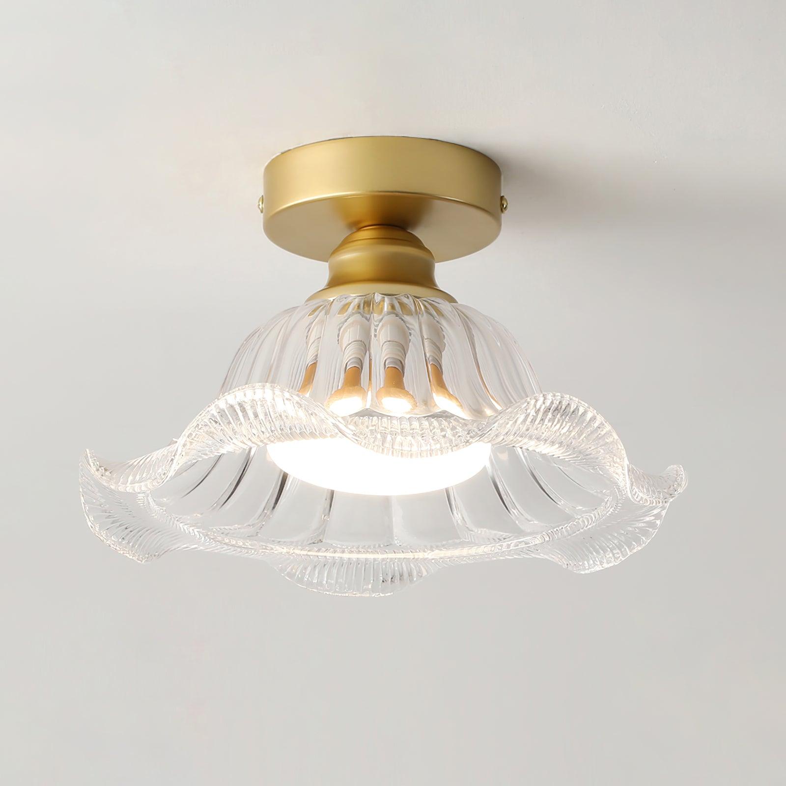 Rosa Plafonnier Verre Froncé Abat-jour Moderne Chambre - Neutralighting