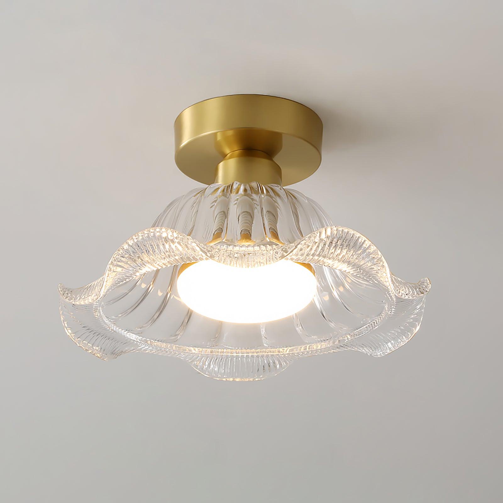 Rosa Plafonnier Verre Froncé Abat-jour Moderne Chambre - Neutralighting