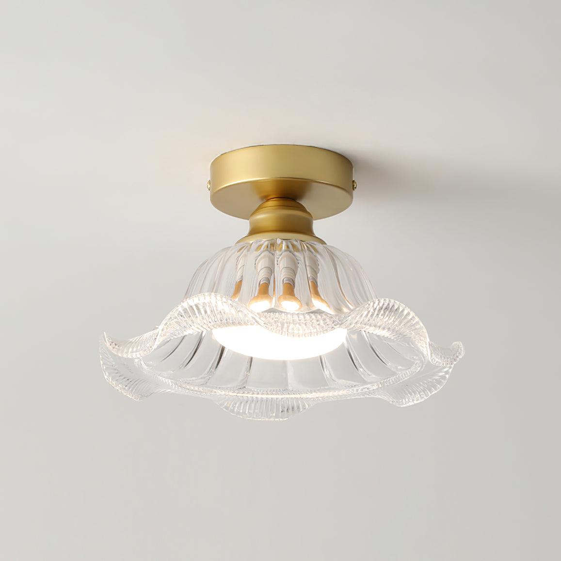 Rosa Plafonnier Verre Froncé Abat-jour Moderne Chambre - Neutralighting