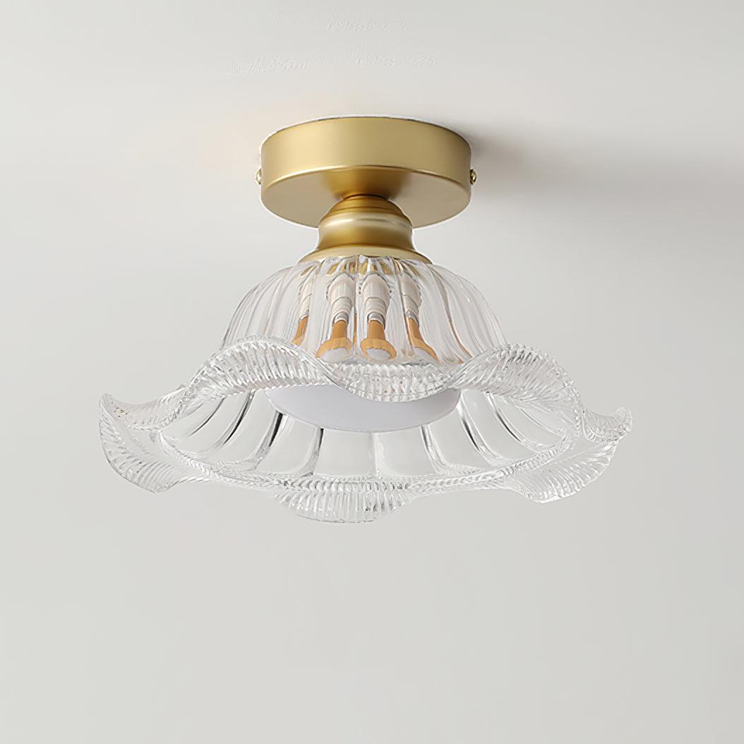 Rosa Plafonnier Verre Froncé Abat-jour Moderne Chambre - Neutralighting