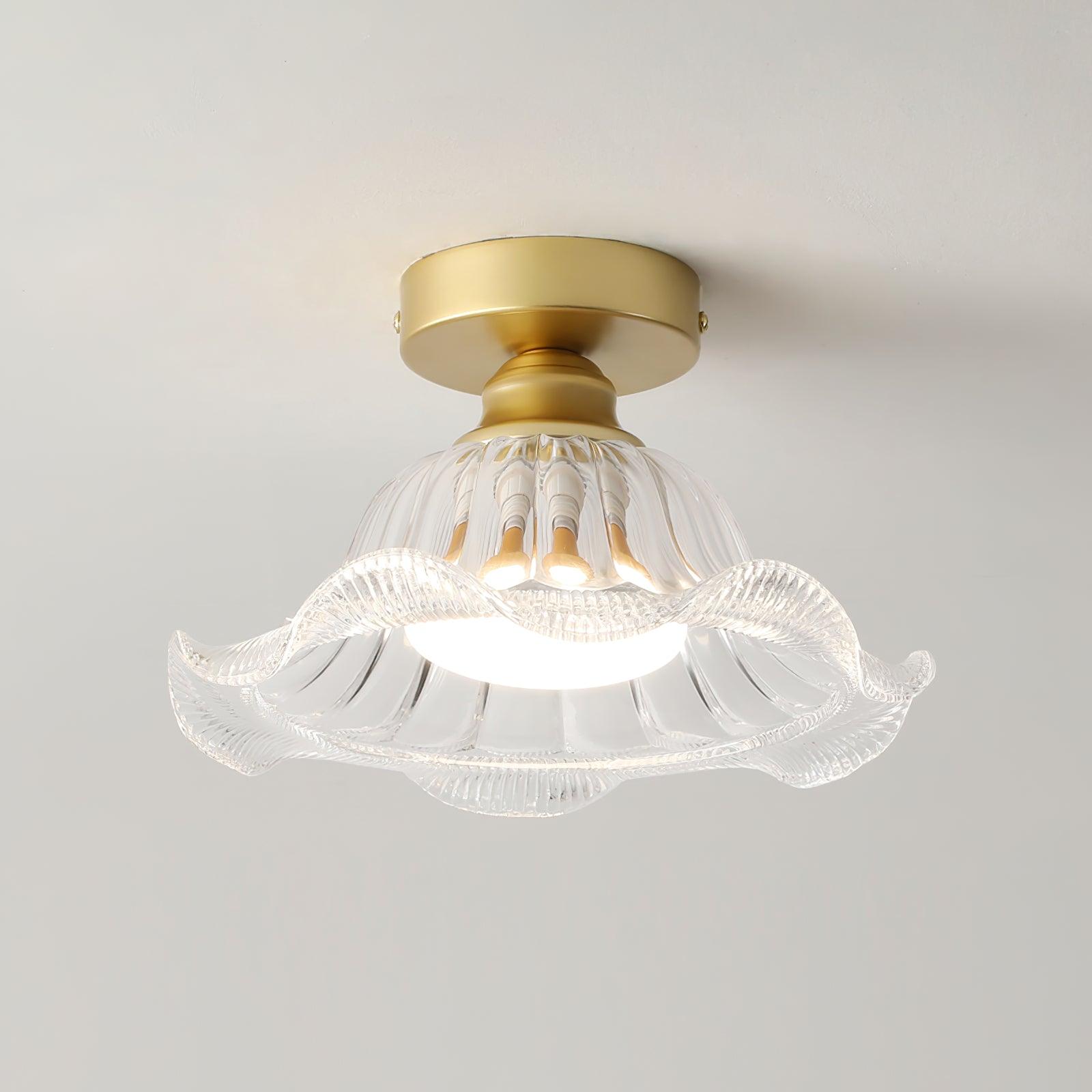 Rosa Plafonnier Verre Froncé Abat-jour Moderne Chambre - Neutralighting